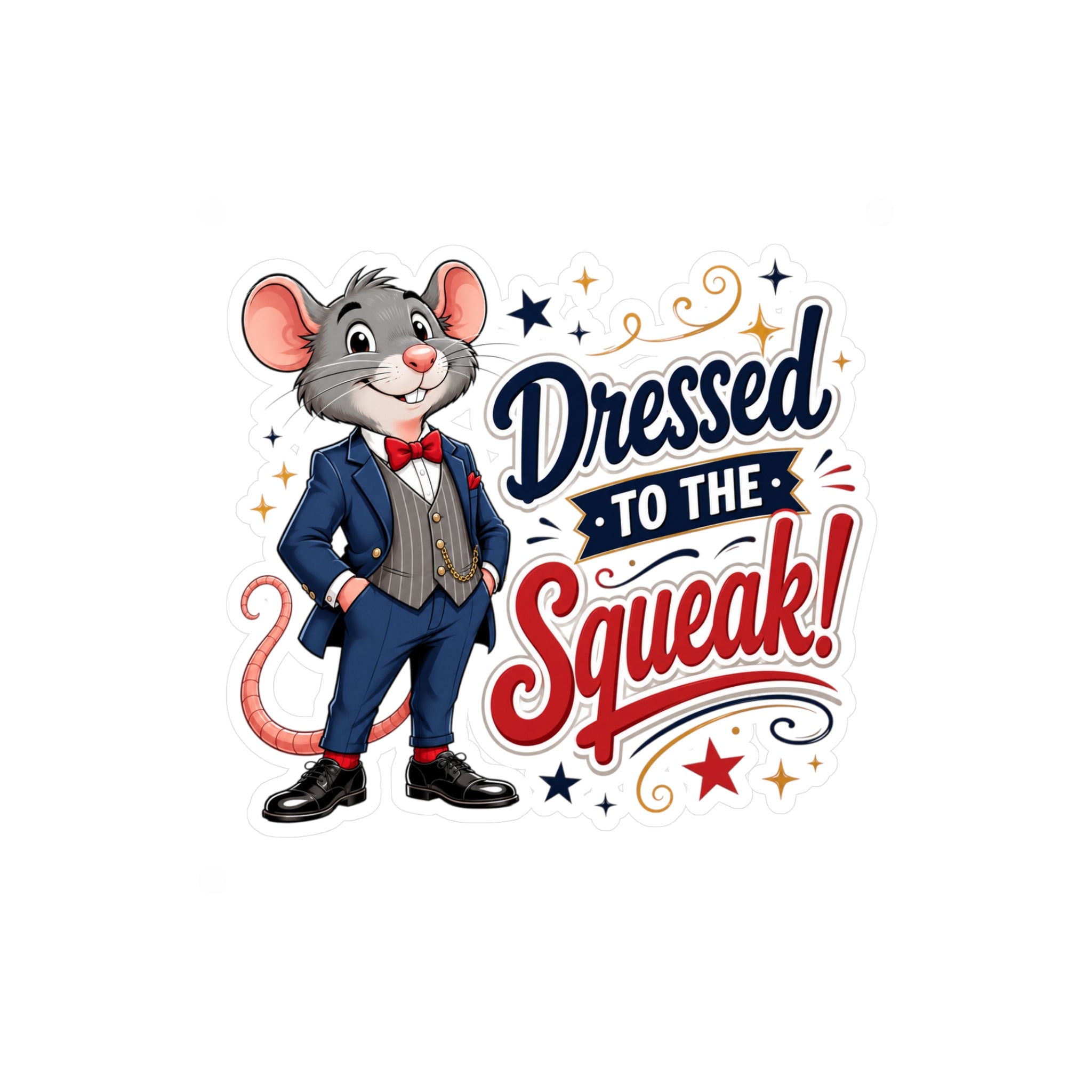 Dressed to the Squeak! Mouse Vinyl Sticker — Cute Dapper Character Kiss-Cut Decal