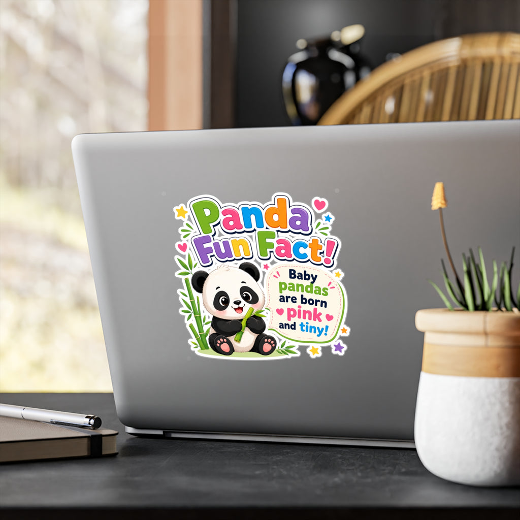 Panda Fun Fact! Kiss-Cut Vinyl Sticker — Cute Baby Panda Design