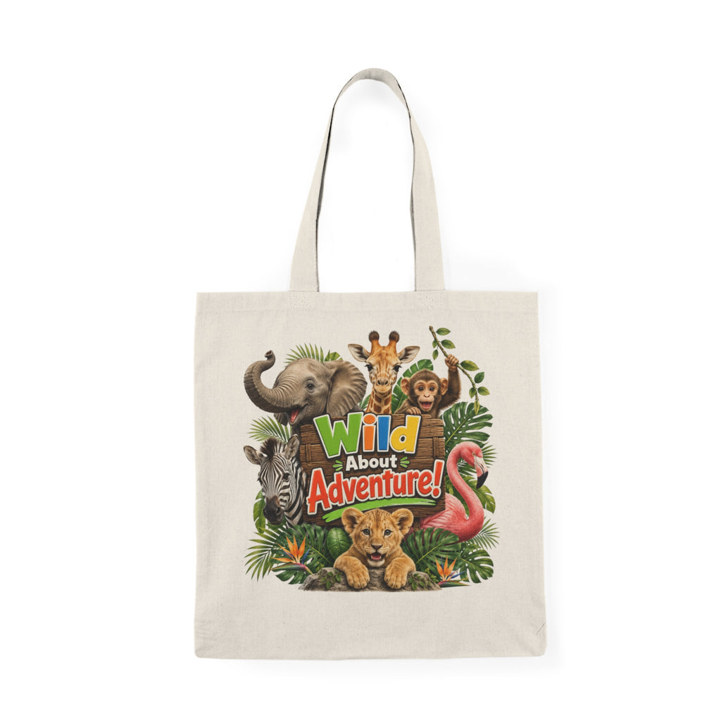 Wild About Adventure Tote Bag — Cute Jungle Animal Canvas Tote for Kids & Moms