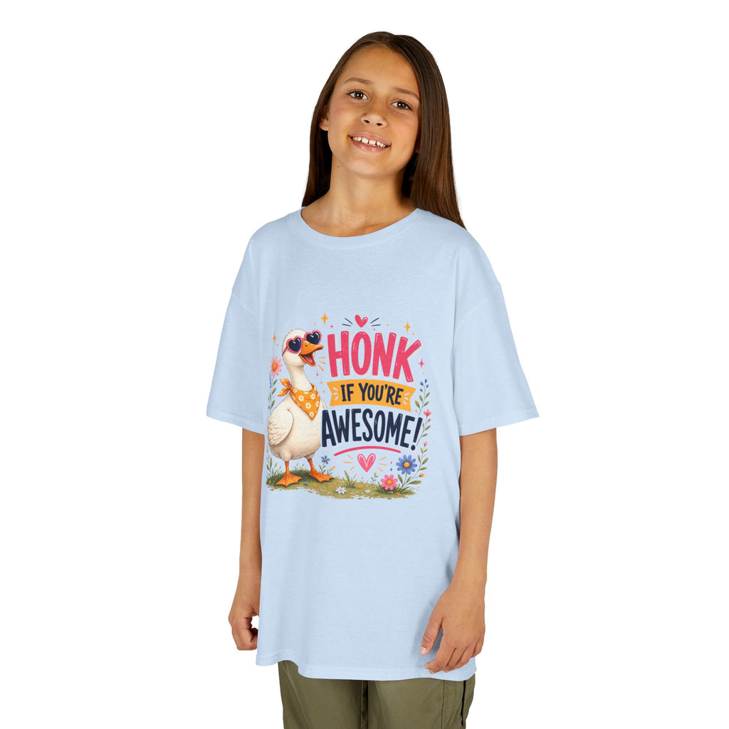 Kids Tee — "Honk If You're Awesome!" Cute Goose Graphic Shirt