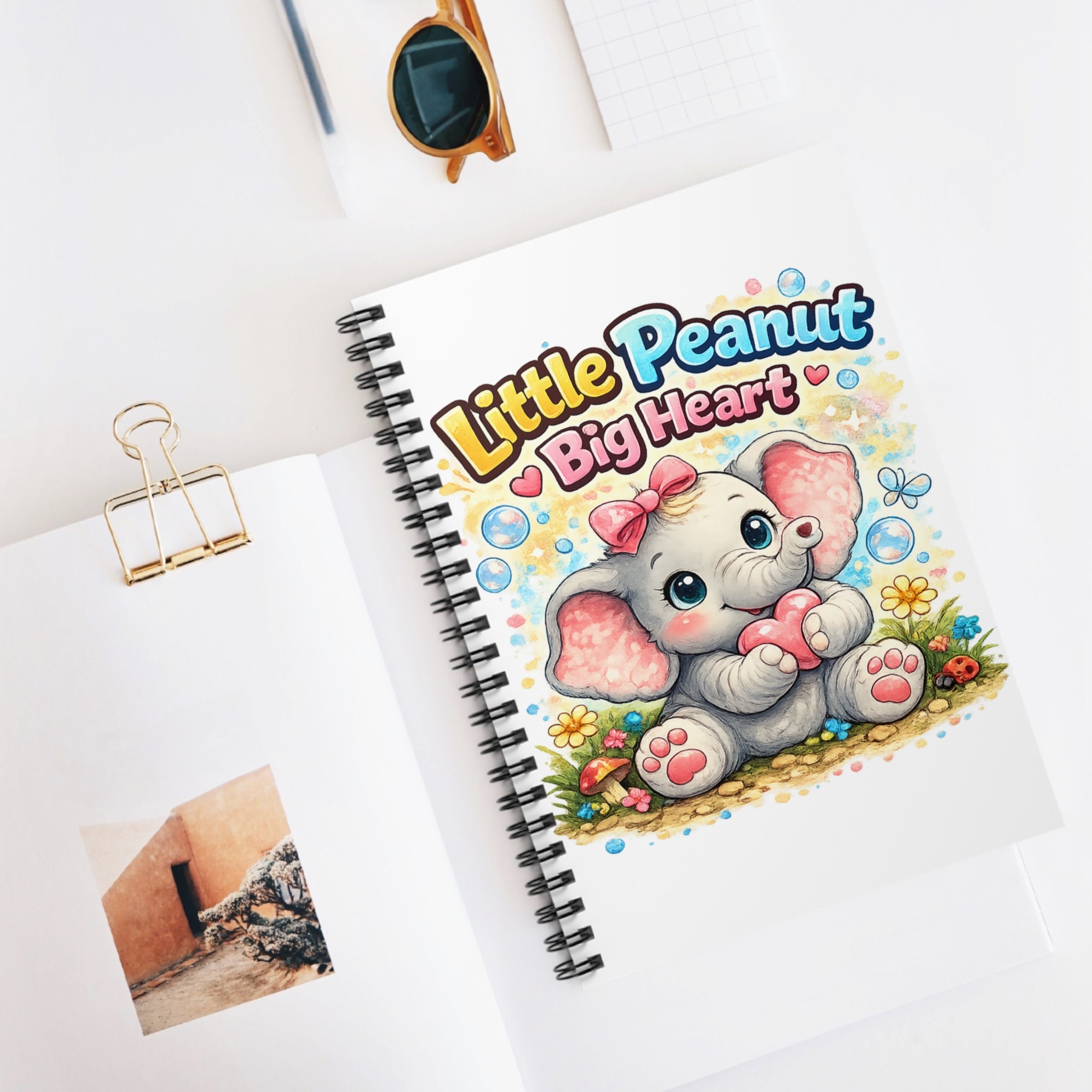 Little Peanut Big Heart Spiral Notebook — Cute Elephant Ruled Journal for Kids & Baby Shower Gift