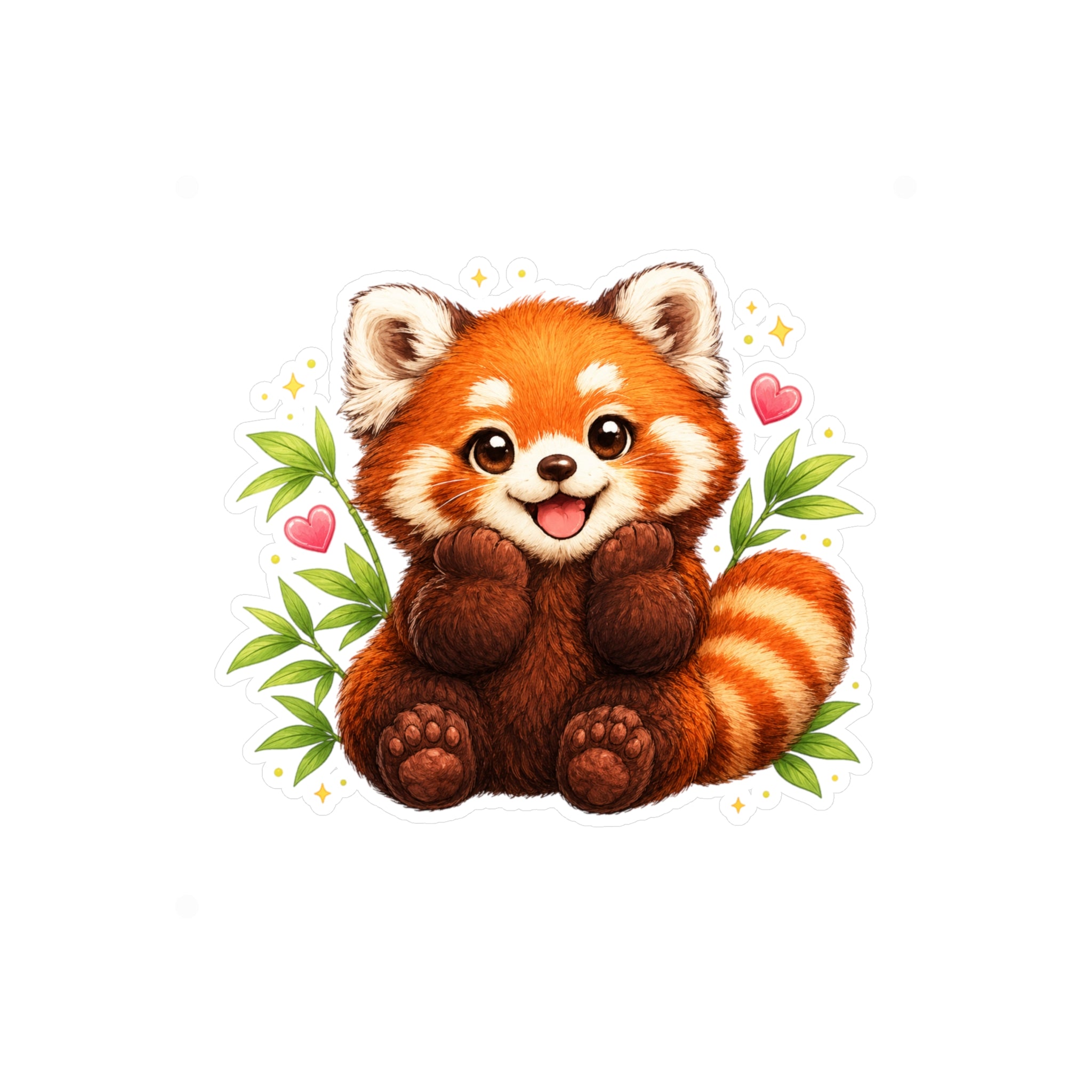 Red Panda Kiss-Cut Vinyl Sticker — Cute Cartoon Animal Decal for Laptops, Water Bottles & Windows