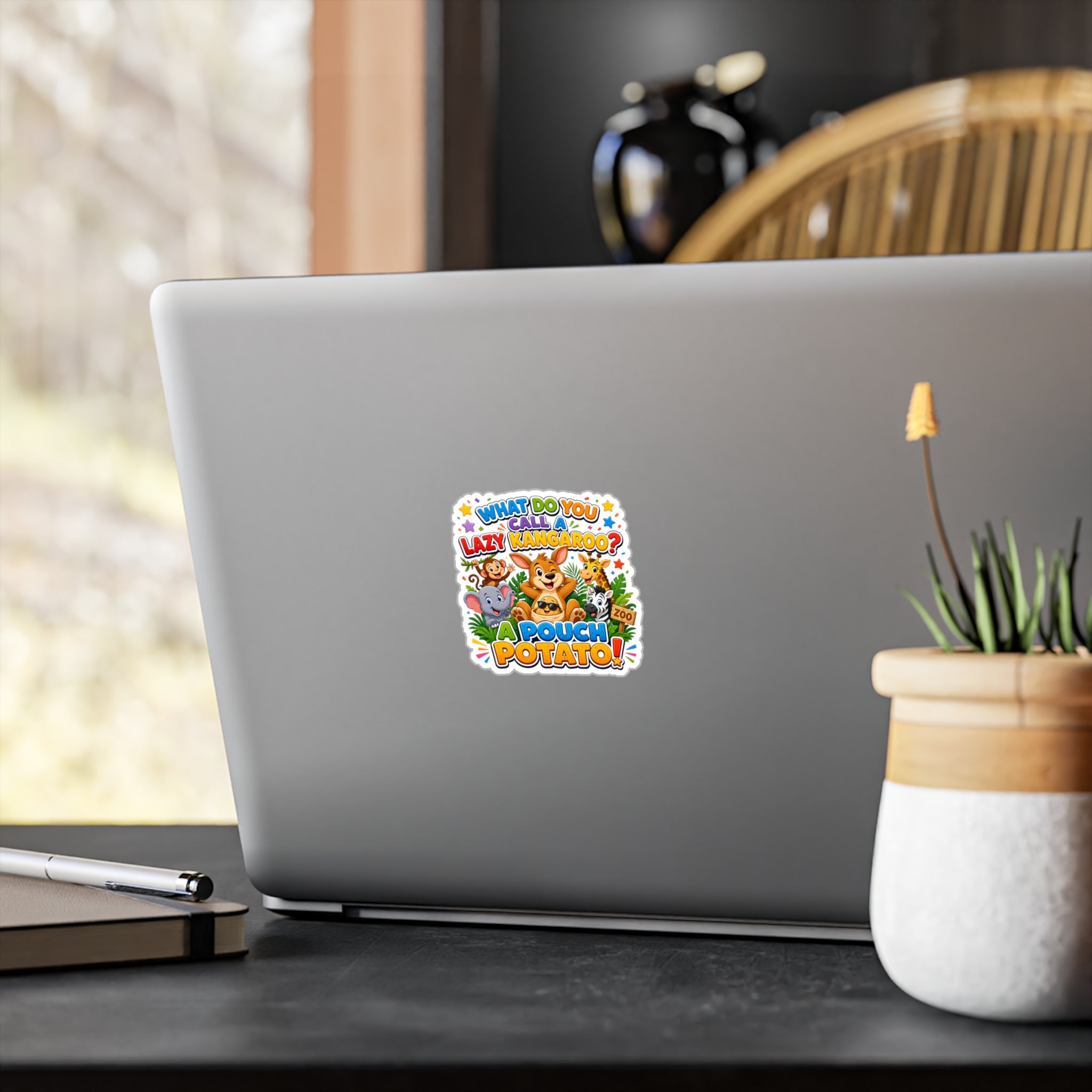 What Do You Call A Lazy Kangaroo? A Pouch Potato Sticker | Kiss-Cut Vinyl Decal