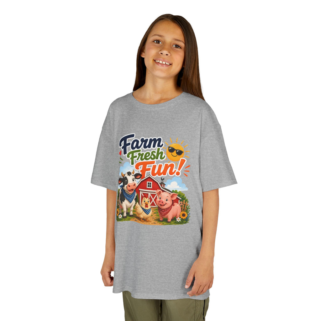 Kids Farm T-Shirt — "Farm Fresh Fun!" Cute Cow & Pig Toddler Tee