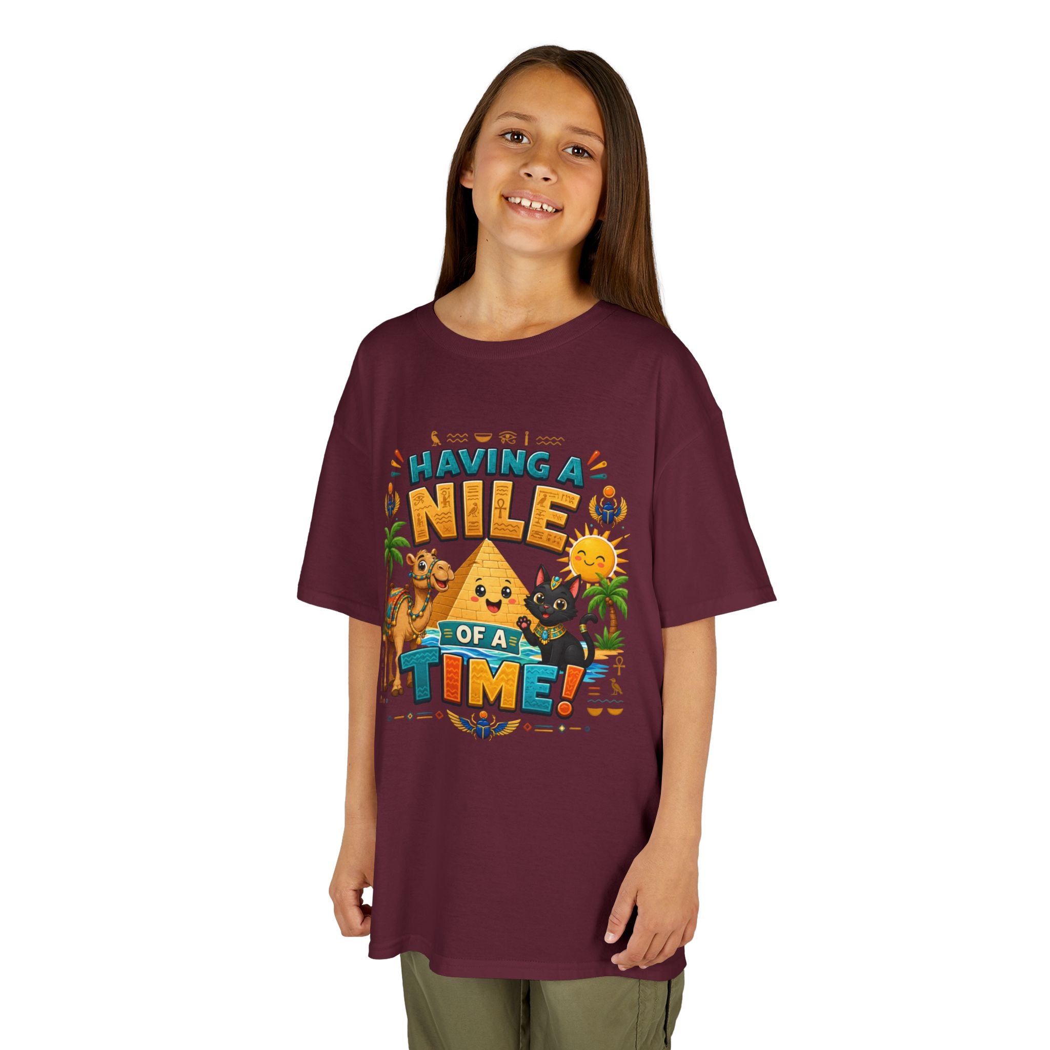 Having a Nile of a Time Kids Tee | Camel Pyramid Desert Cartoon