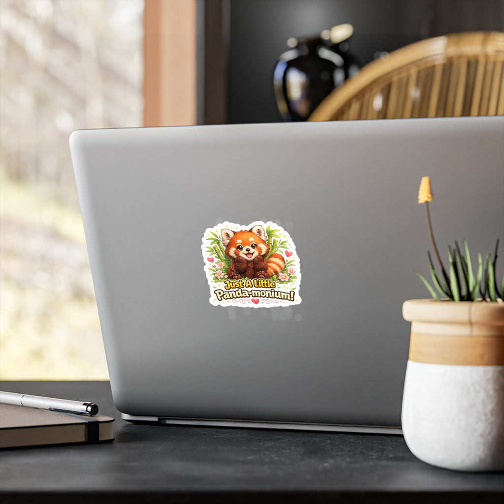Red Panda Illustration Just A Little Panda-monium Sticker | Kiss-Cut Vinyl Decal