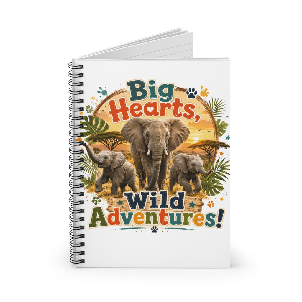 Spiral Notebook — "Big Hearts, Wild Adventures!" Elephant Safari Journal