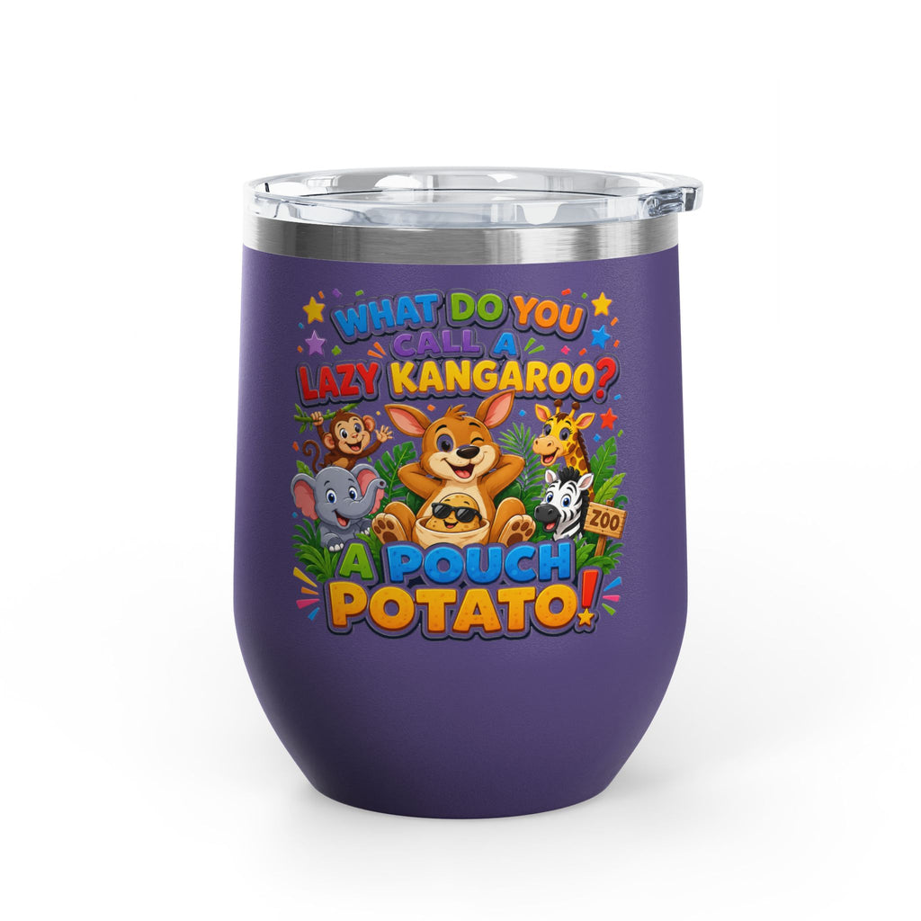 "What Do You Call a Lazy Kangaroo? A Pouch Potato!" Cute Animal Joke 12oz Insulated Tumbler