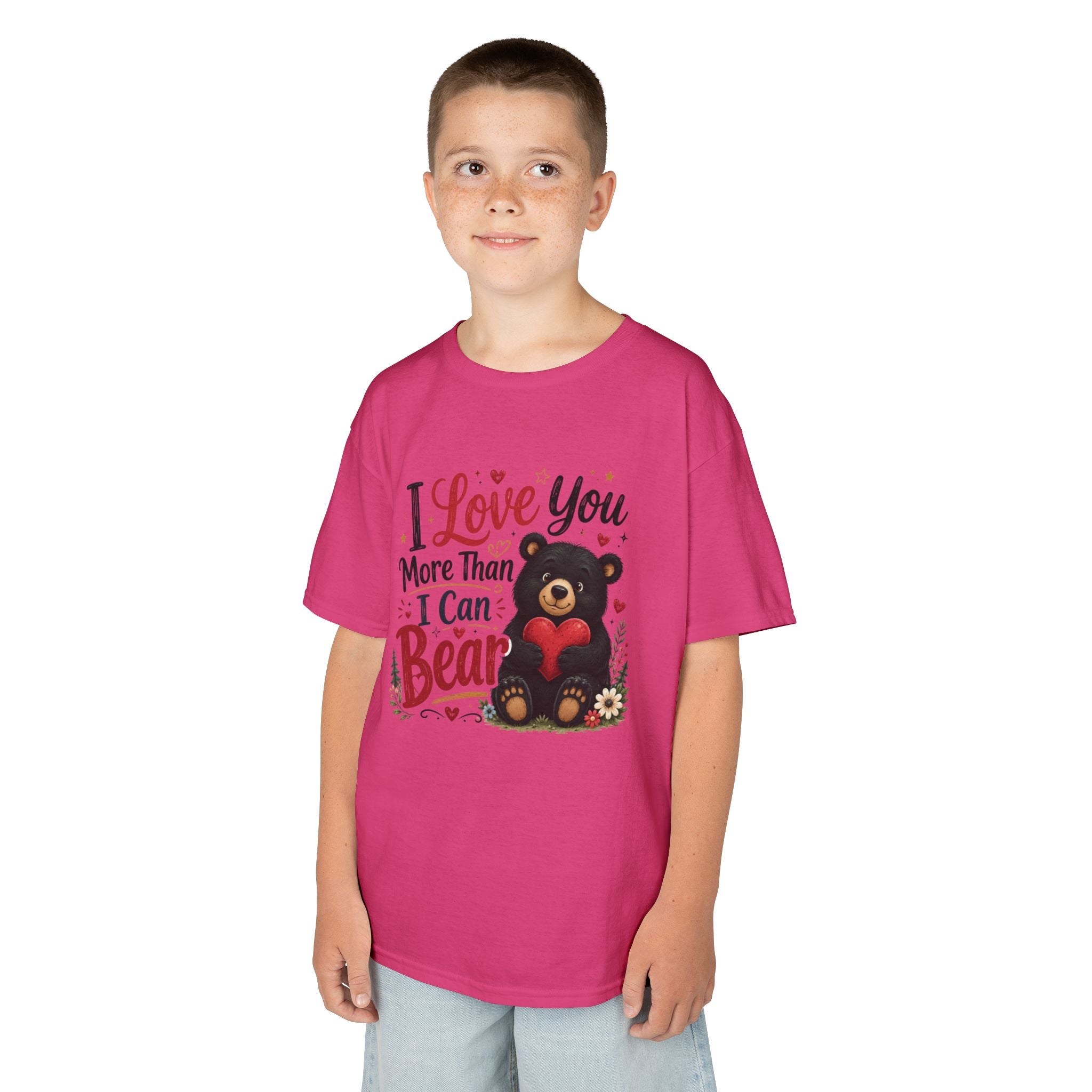 Kids T-Shirt - "I Love You More Than I Can Bear" Cute Bear Valentine Tee