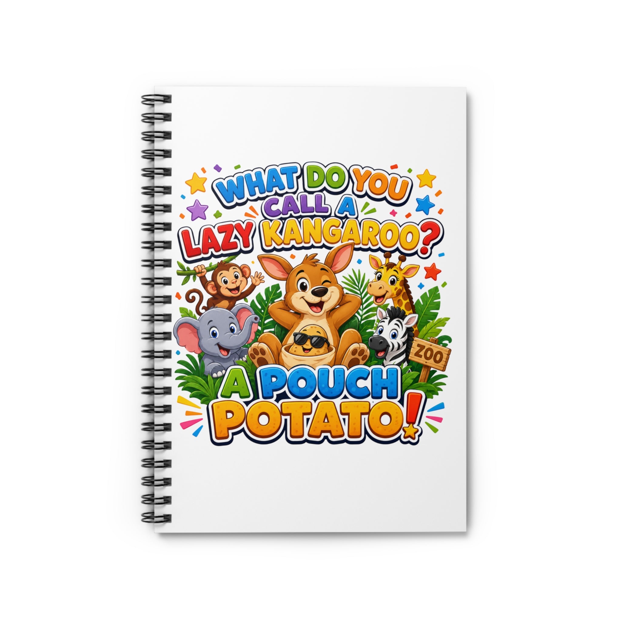 Lazy Kangaroo Pouch Potato Spiral Notebook | Ruled Journal