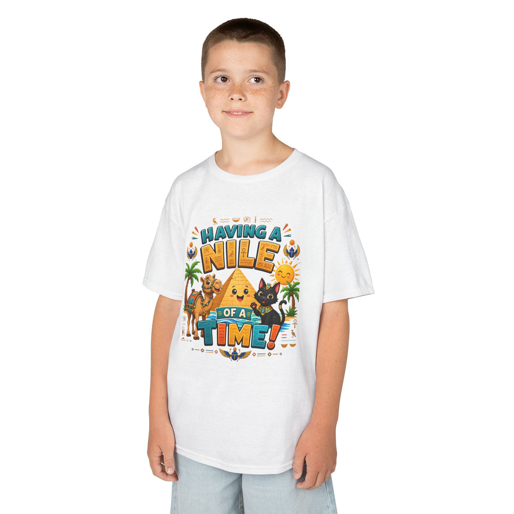 Having a Nile of a Time Kids Tee | Camel Pyramid Desert Cartoon