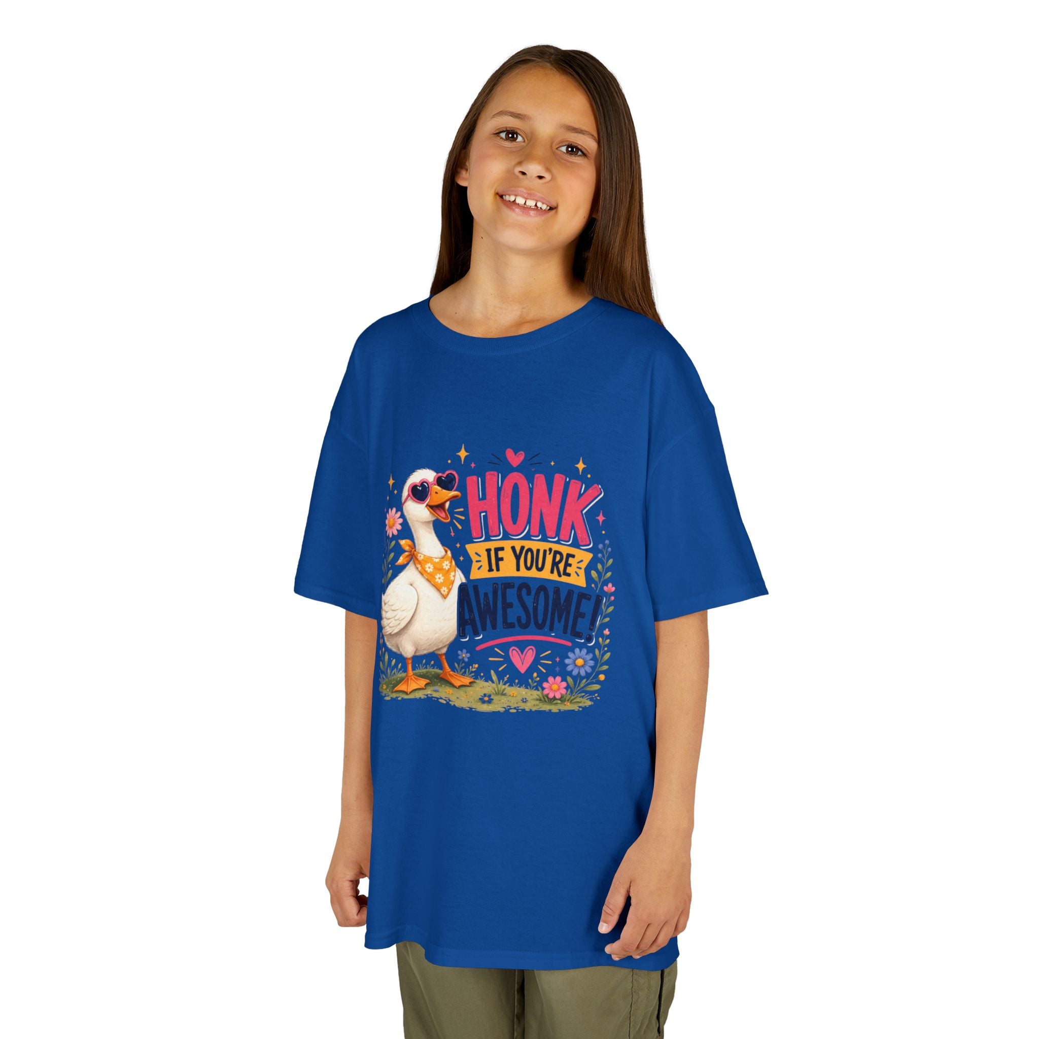 Kids Tee — "Honk If You're Awesome!" Cute Goose Graphic Shirt
