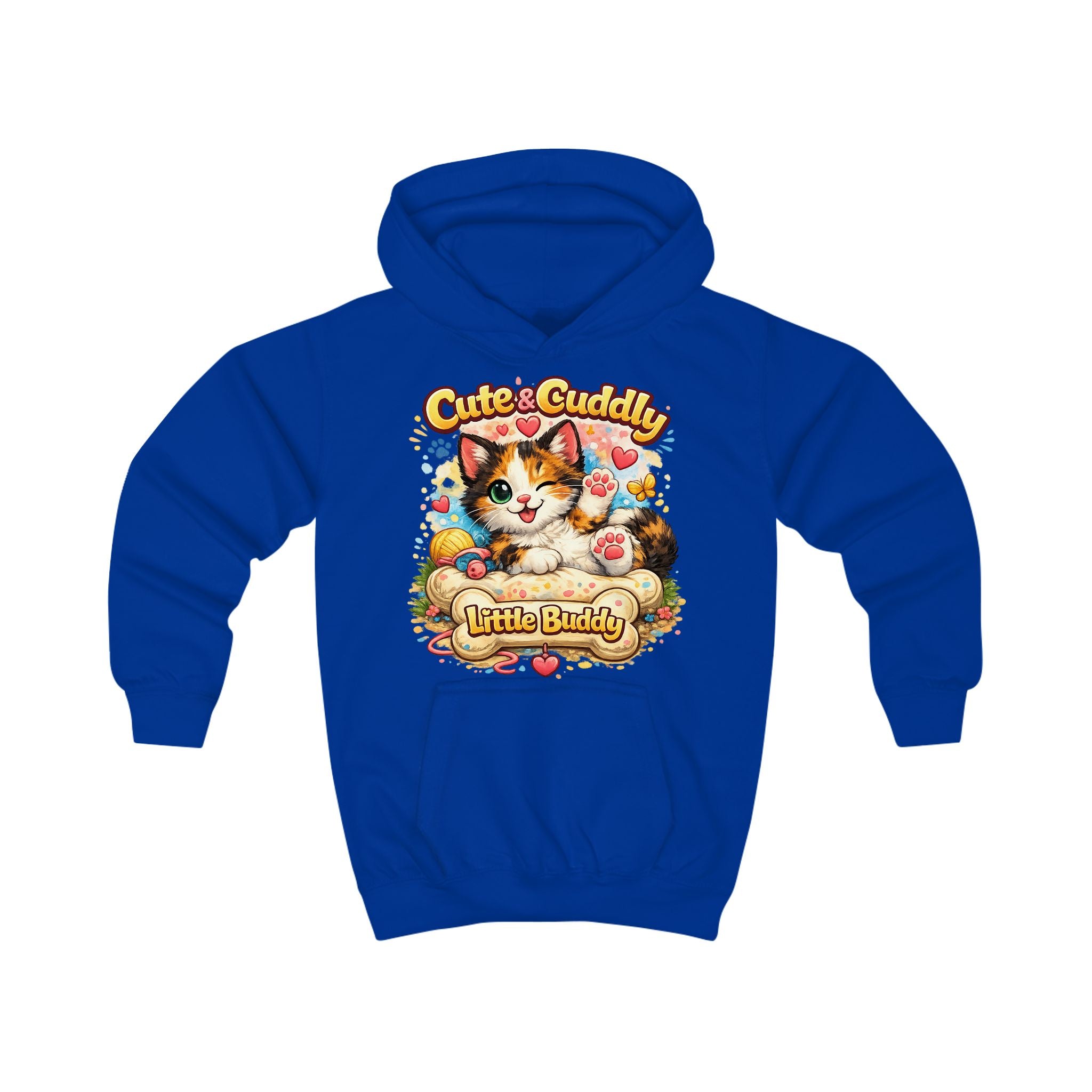Cute & Cuddly Kitten Kids Hoodie — “Little Buddy” Graphic