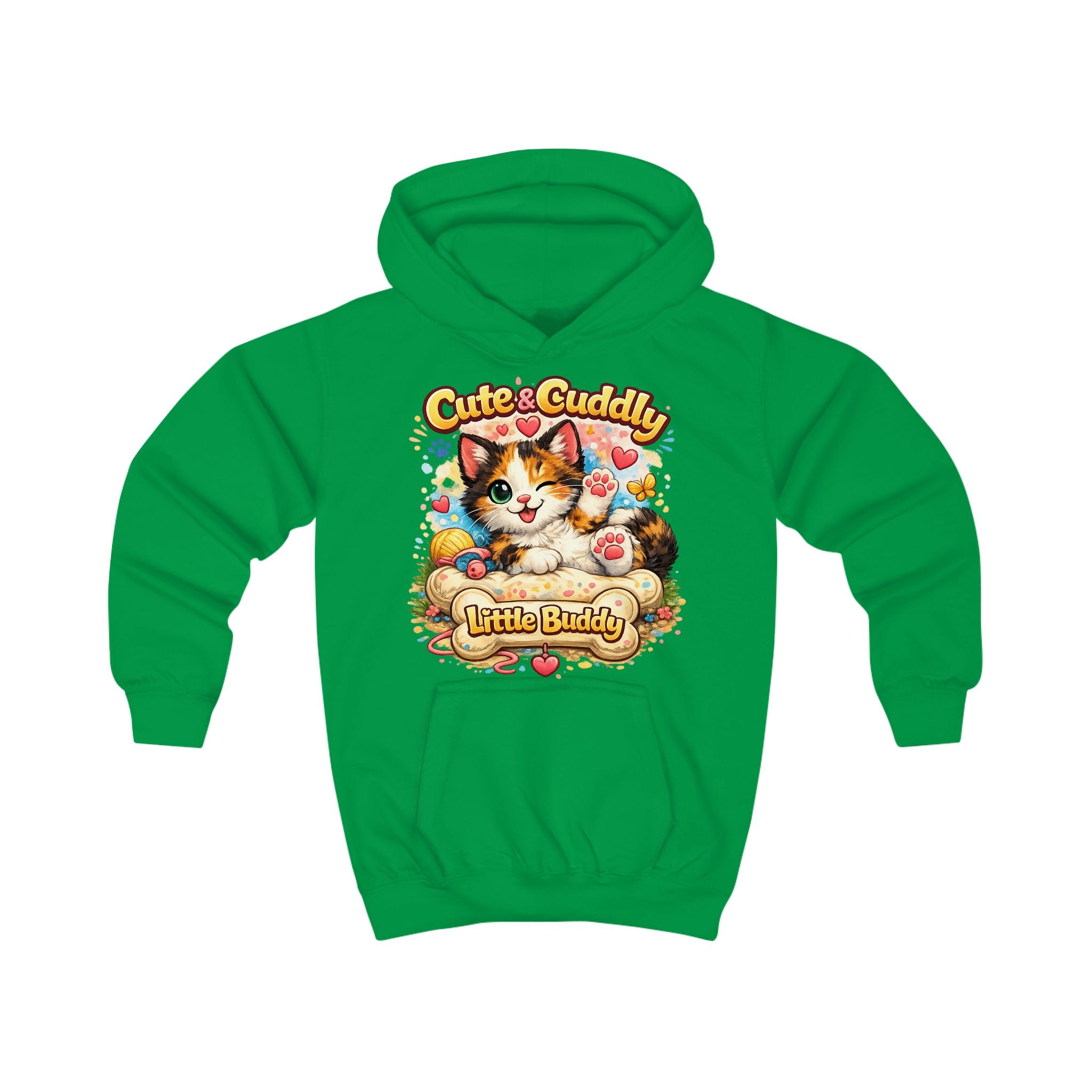 Cute & Cuddly Kitten Kids Hoodie — “Little Buddy” Graphic