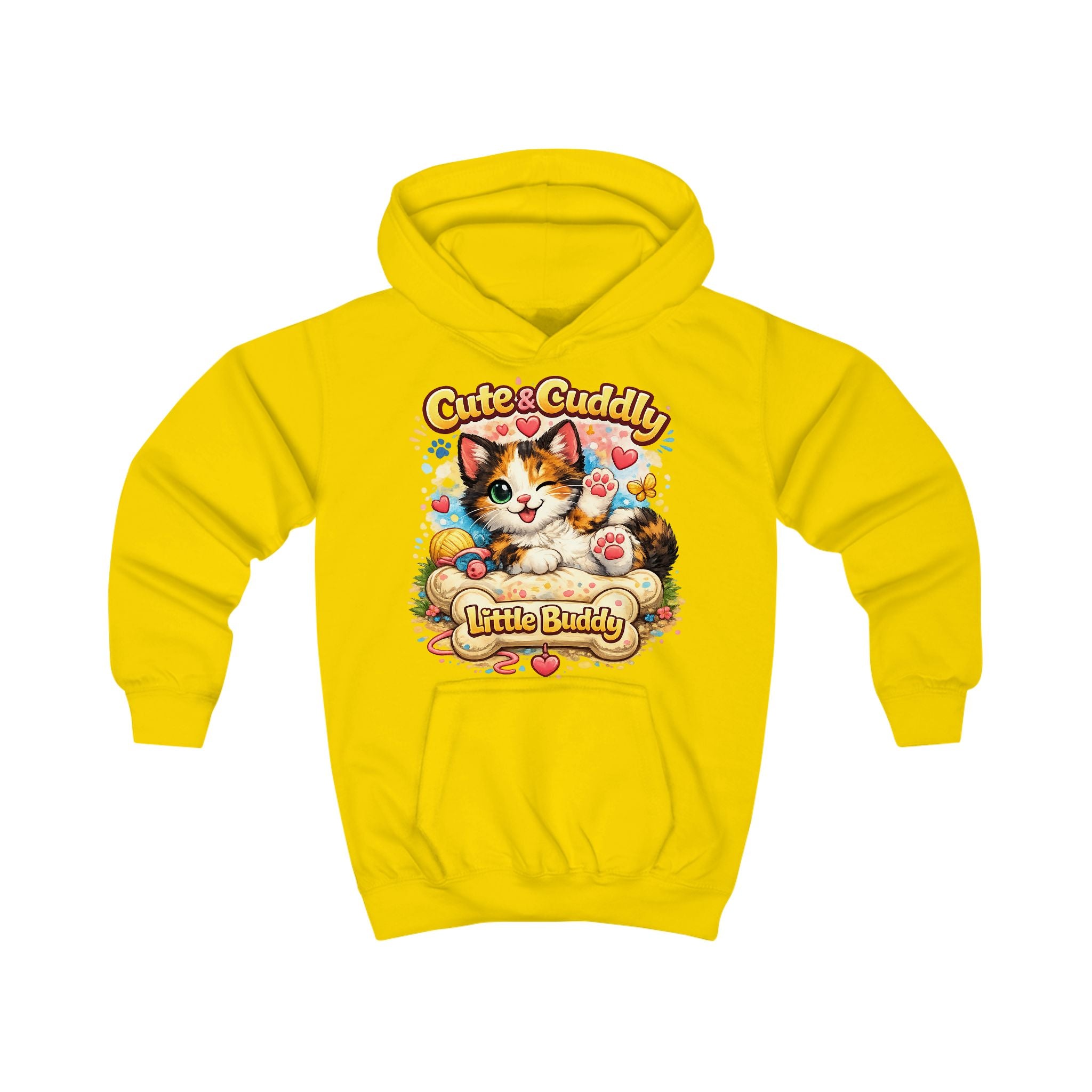 Cute & Cuddly Kitten Kids Hoodie — “Little Buddy” Graphic