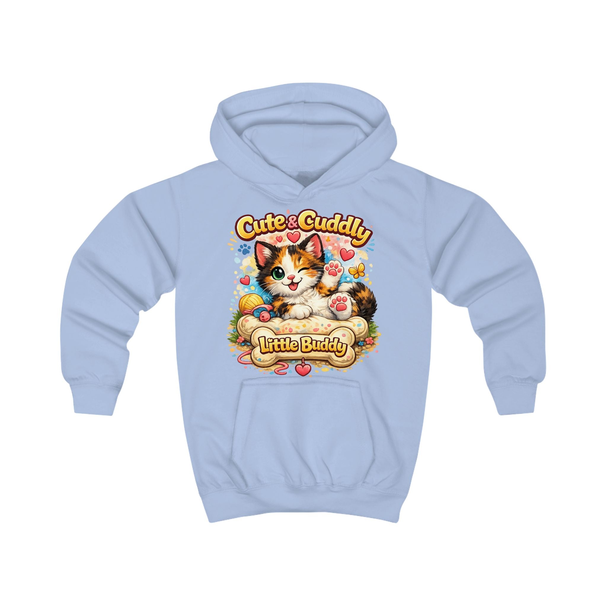 Cute & Cuddly Kitten Kids Hoodie — “Little Buddy” Graphic