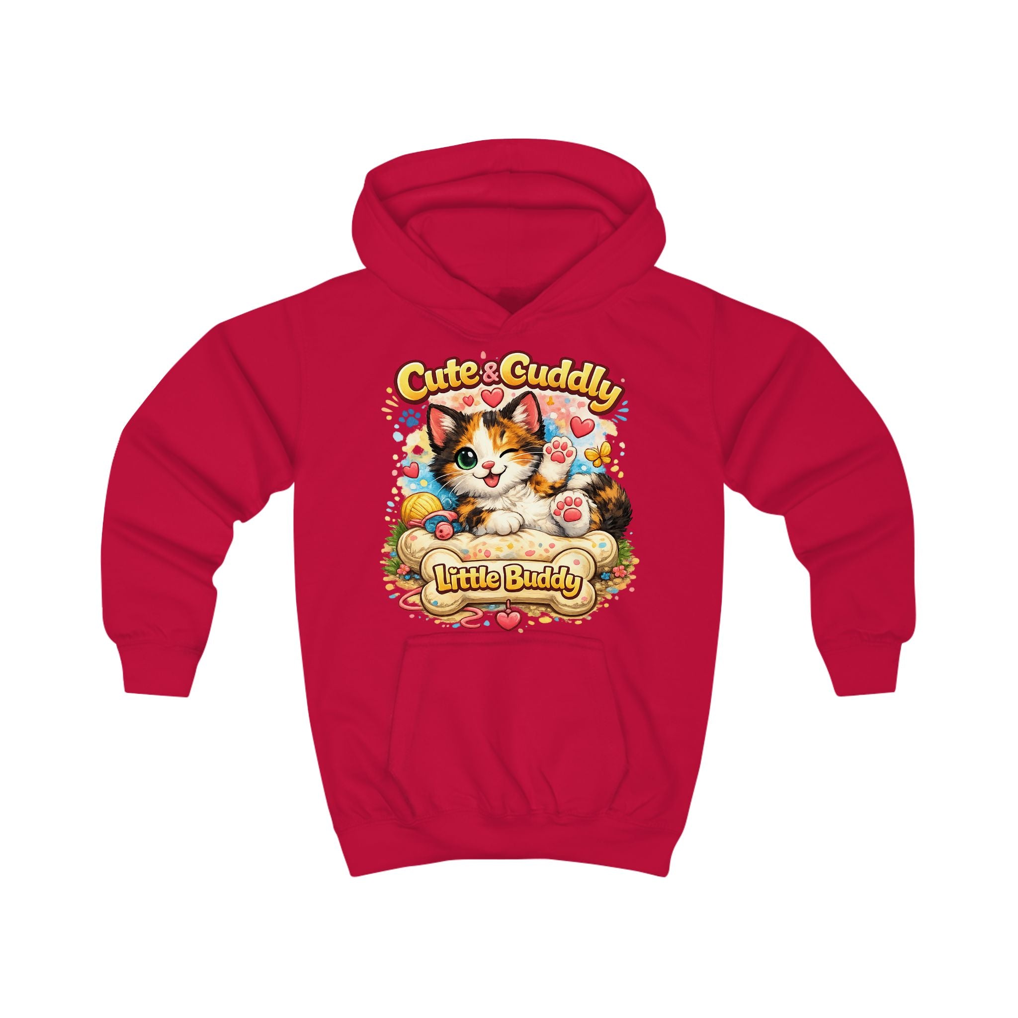 Cute & Cuddly Kitten Kids Hoodie — “Little Buddy” Graphic