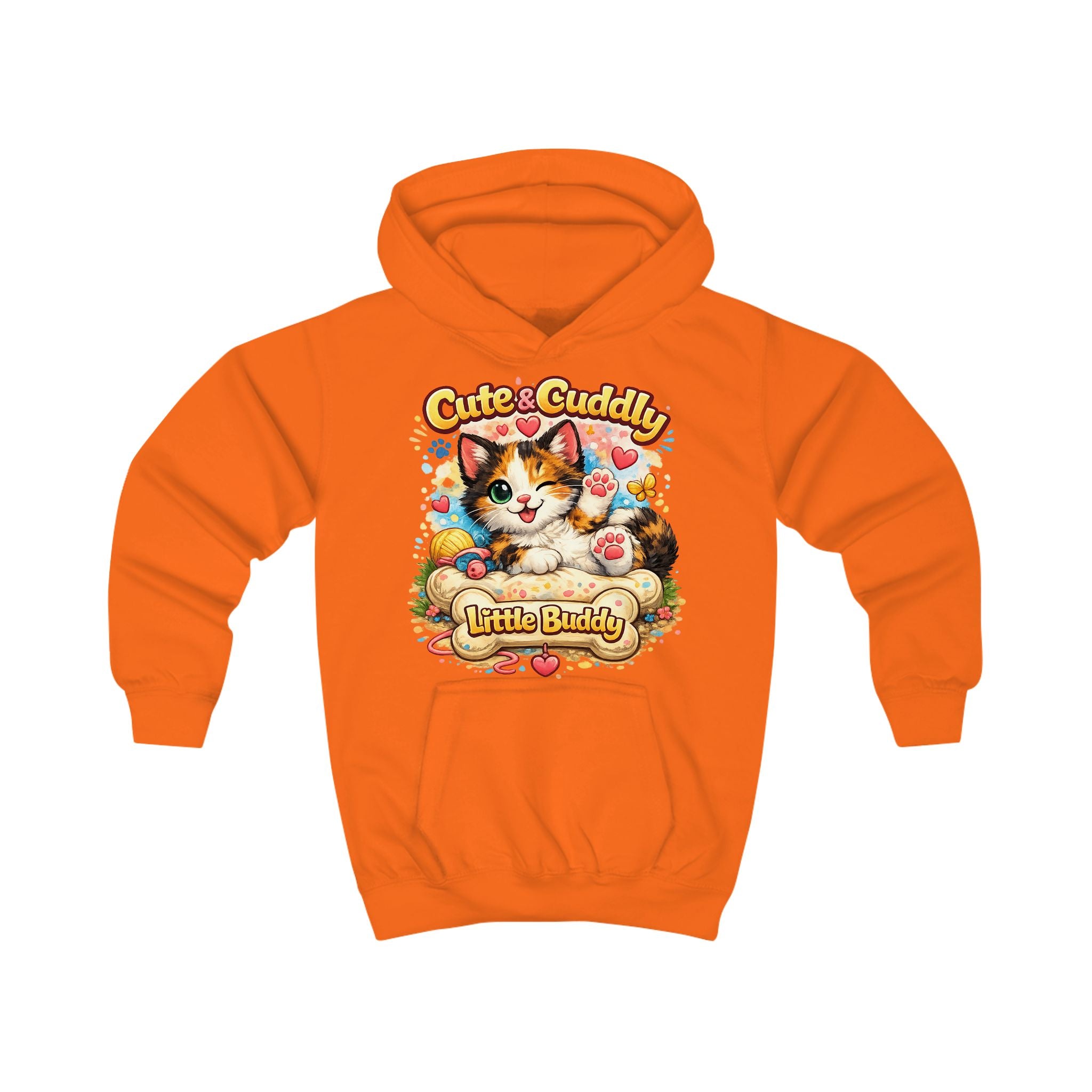Cute & Cuddly Kitten Kids Hoodie — “Little Buddy” Graphic