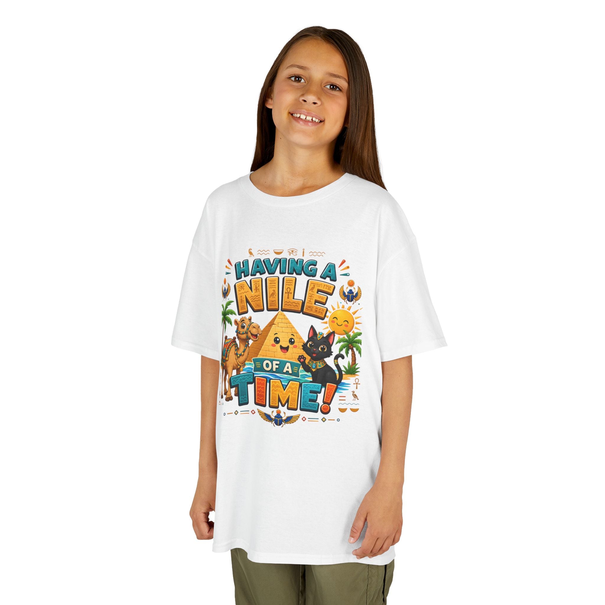 Having a Nile of a Time Kids Tee | Camel Pyramid Desert Cartoon