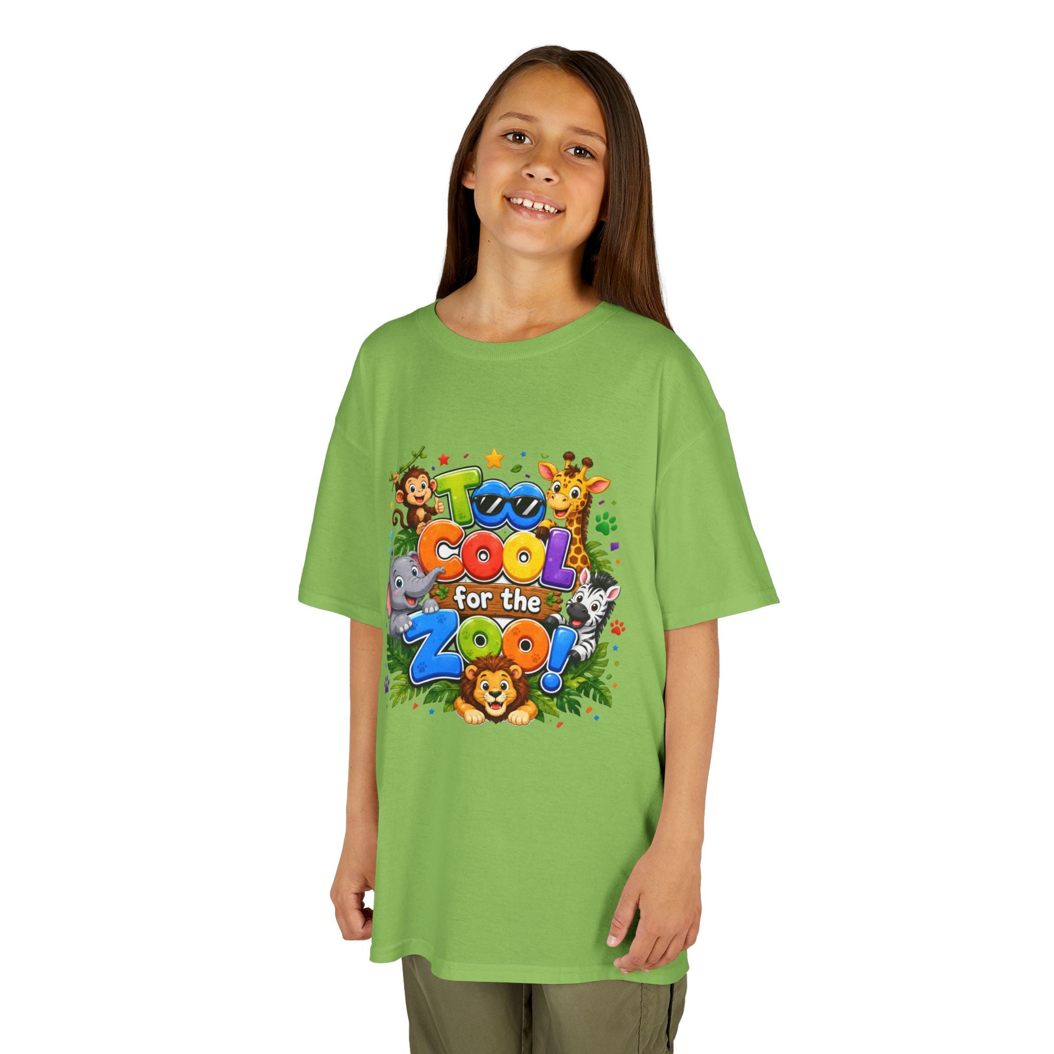 Kids Tee — "Too Cool for the Zoo" Colorful Animal Graphic