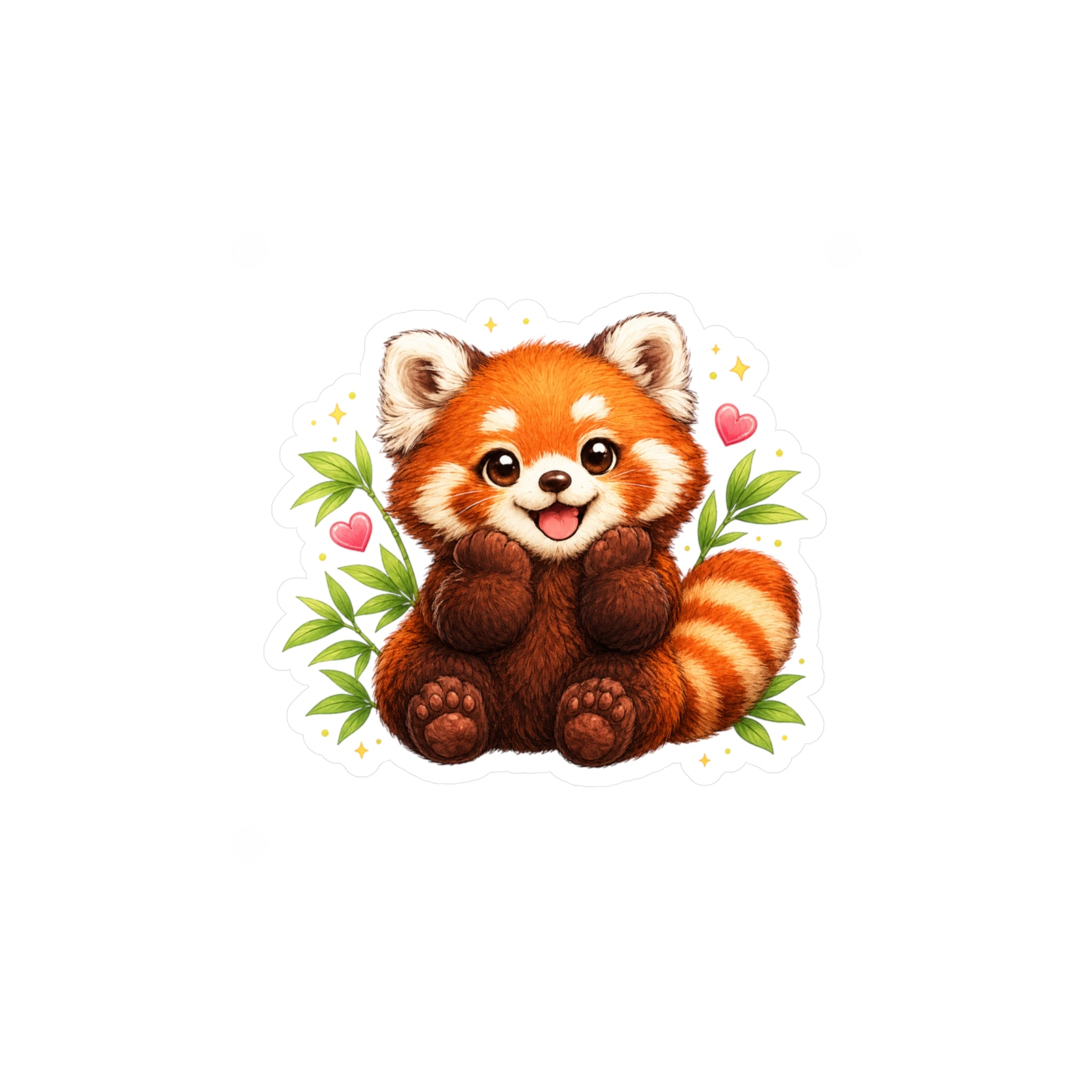 Red Panda Kiss-Cut Vinyl Sticker — Cute Cartoon Animal Decal for Laptops, Water Bottles & Windows