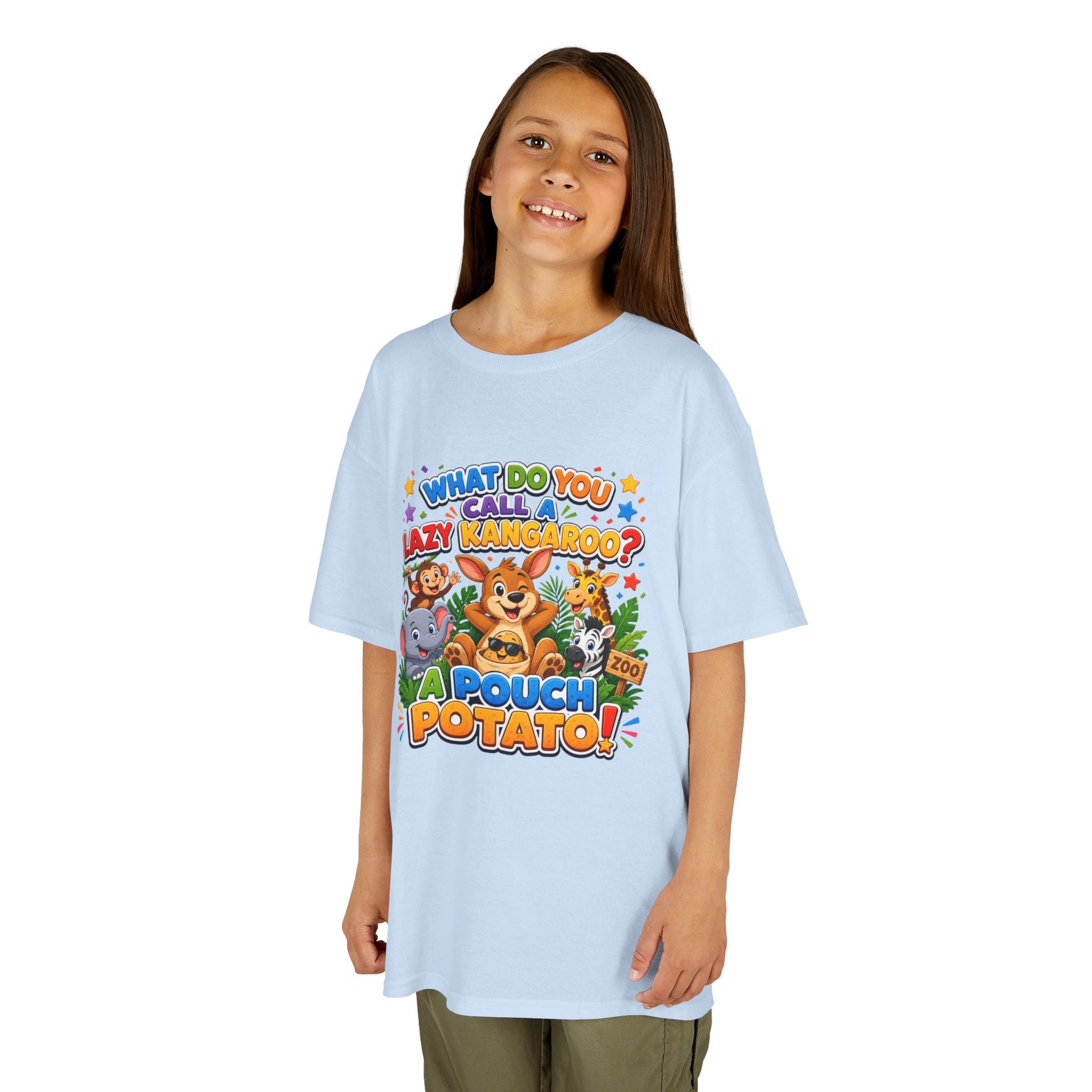 Lazy Kangaroo Pouch Potato Kids T-Shirt | Cute Animal Nursery Tee