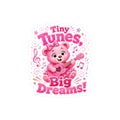Kiss-Cut Vinyl Decal — Pink Bear "Tiny Tunes, Big Dreams" Sticker