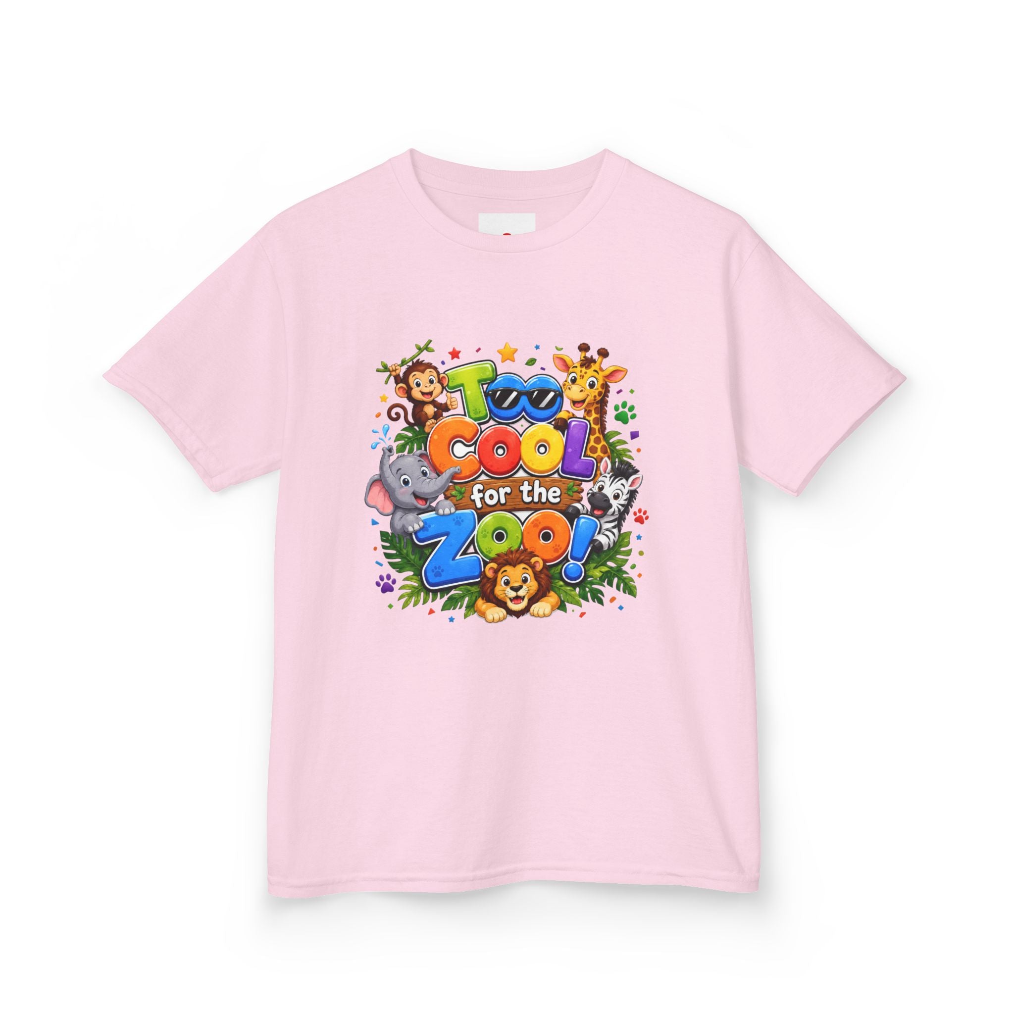 Kids Tee — "Too Cool for the Zoo" Colorful Animal Graphic
