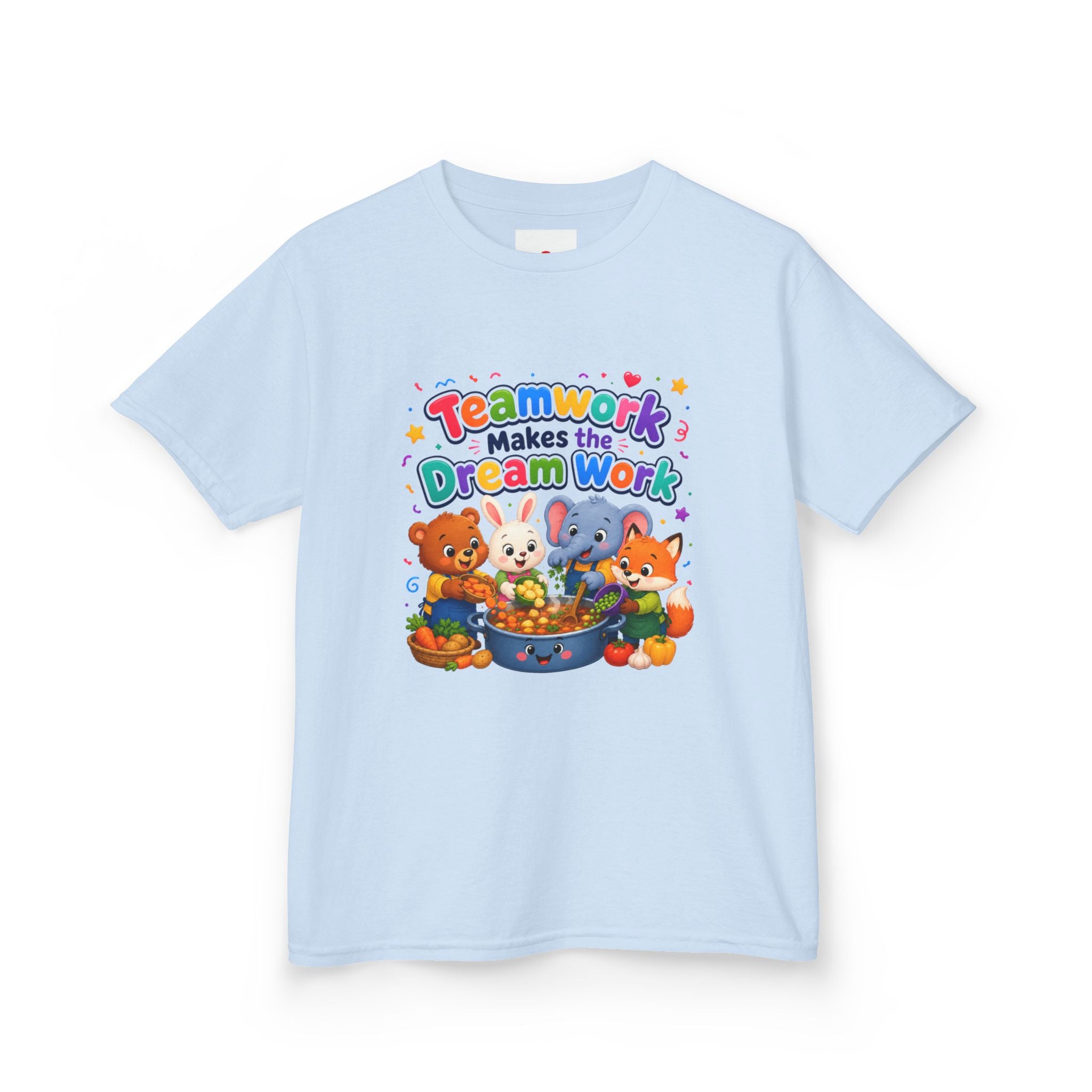 Kids Tee — “Teamwork Makes the Dream Work” Cute Animal Classroom Shirt