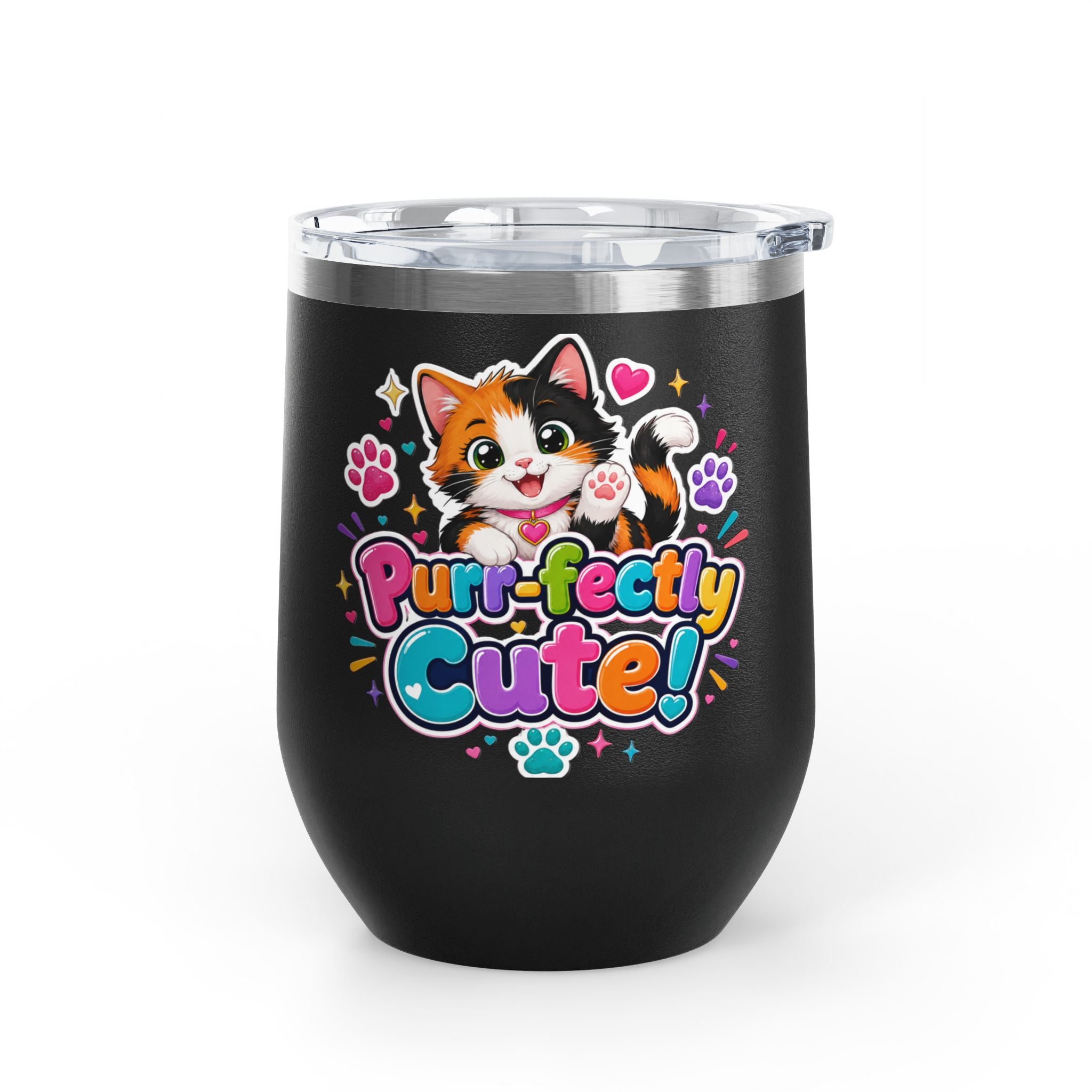 "Purr-fectly Cute!" Cat 12oz Insulated Stainless Steel Tumbler