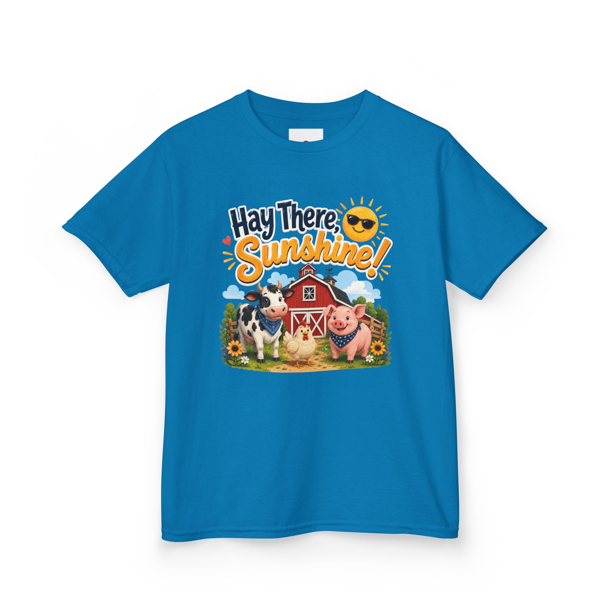 Kids Tee — "Hay There, Sunshine!" Farm Animal Graphic
