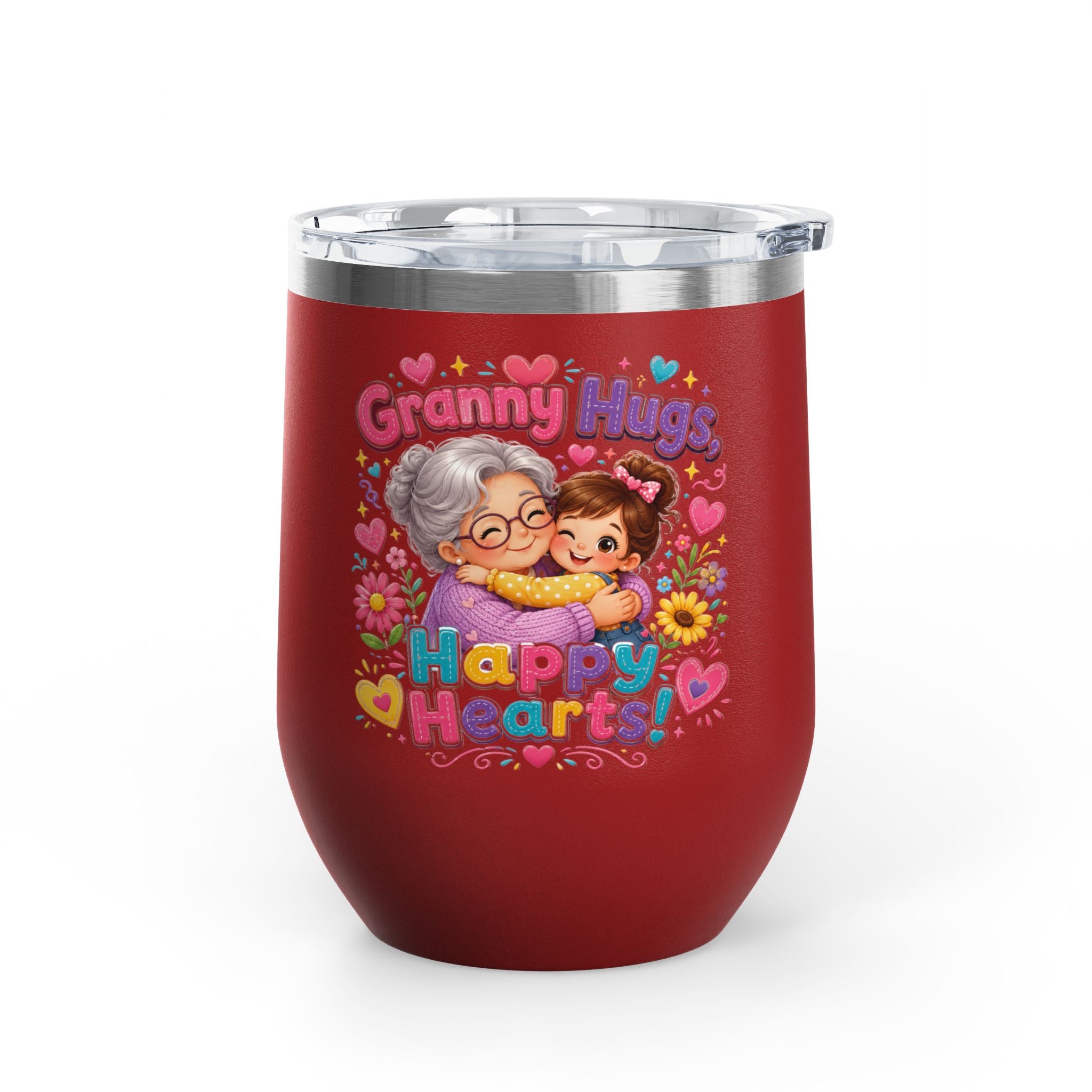 Granny Hugs Happy Hearts 12oz Tumbler — Cute Grandma & Grandchild Gift