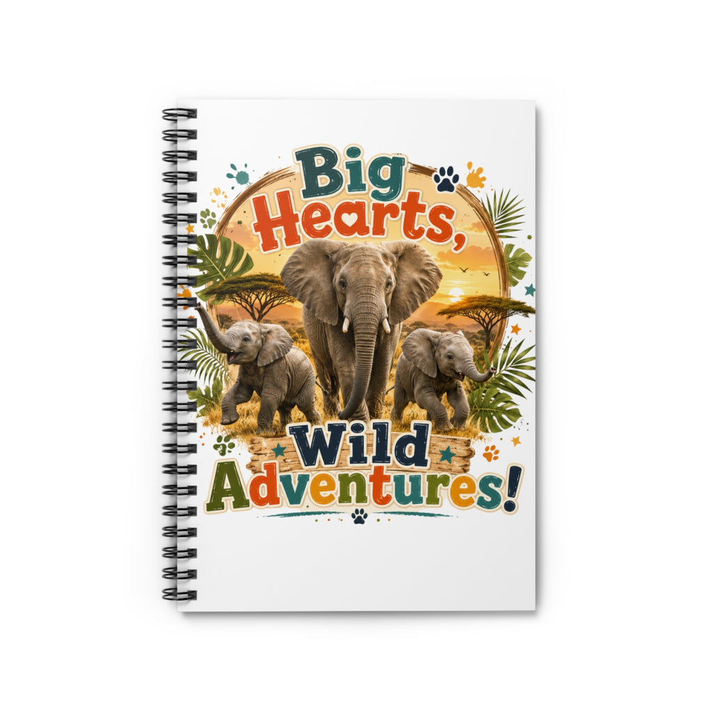 Spiral Notebook — "Big Hearts, Wild Adventures!" Elephant Safari Journal