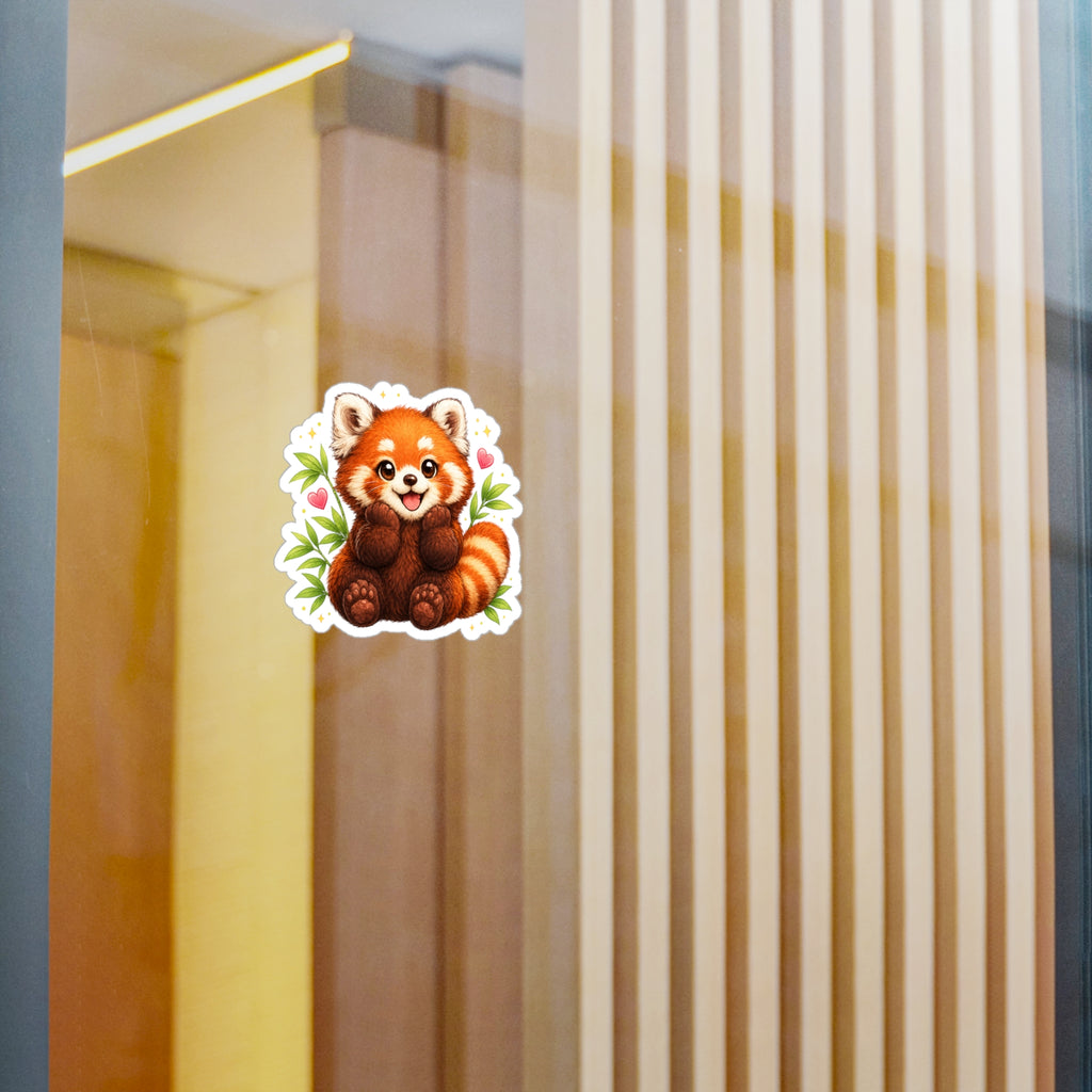 Red Panda Kiss-Cut Vinyl Sticker — Cute Cartoon Animal Decal for Laptops, Water Bottles & Windows
