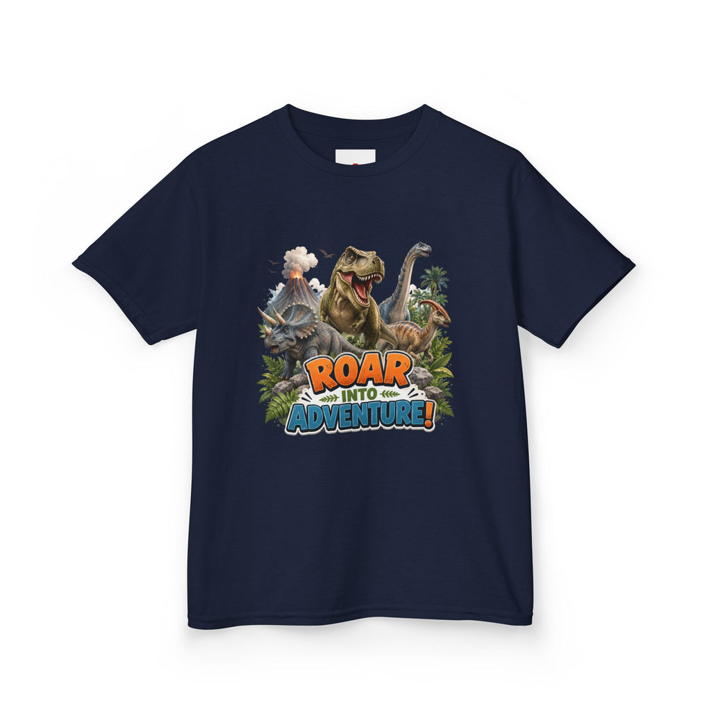 Kids Dinosaur Tee - "Roar Into Adventure" Graphic Shirt for Boys & Girls