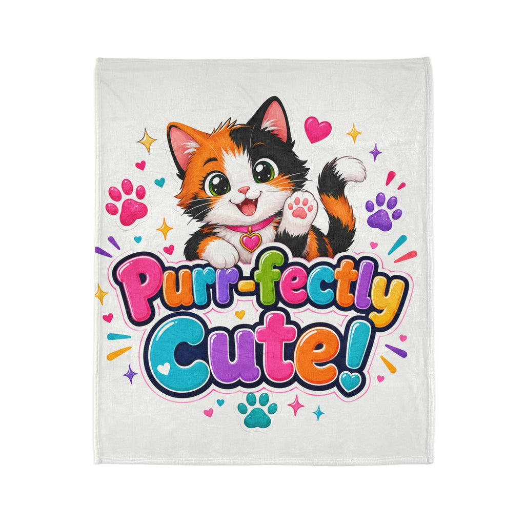 Purr-fectly Cute! Cat Plush Blanket — Soft Polyester Throw for Kids & Cat Lovers