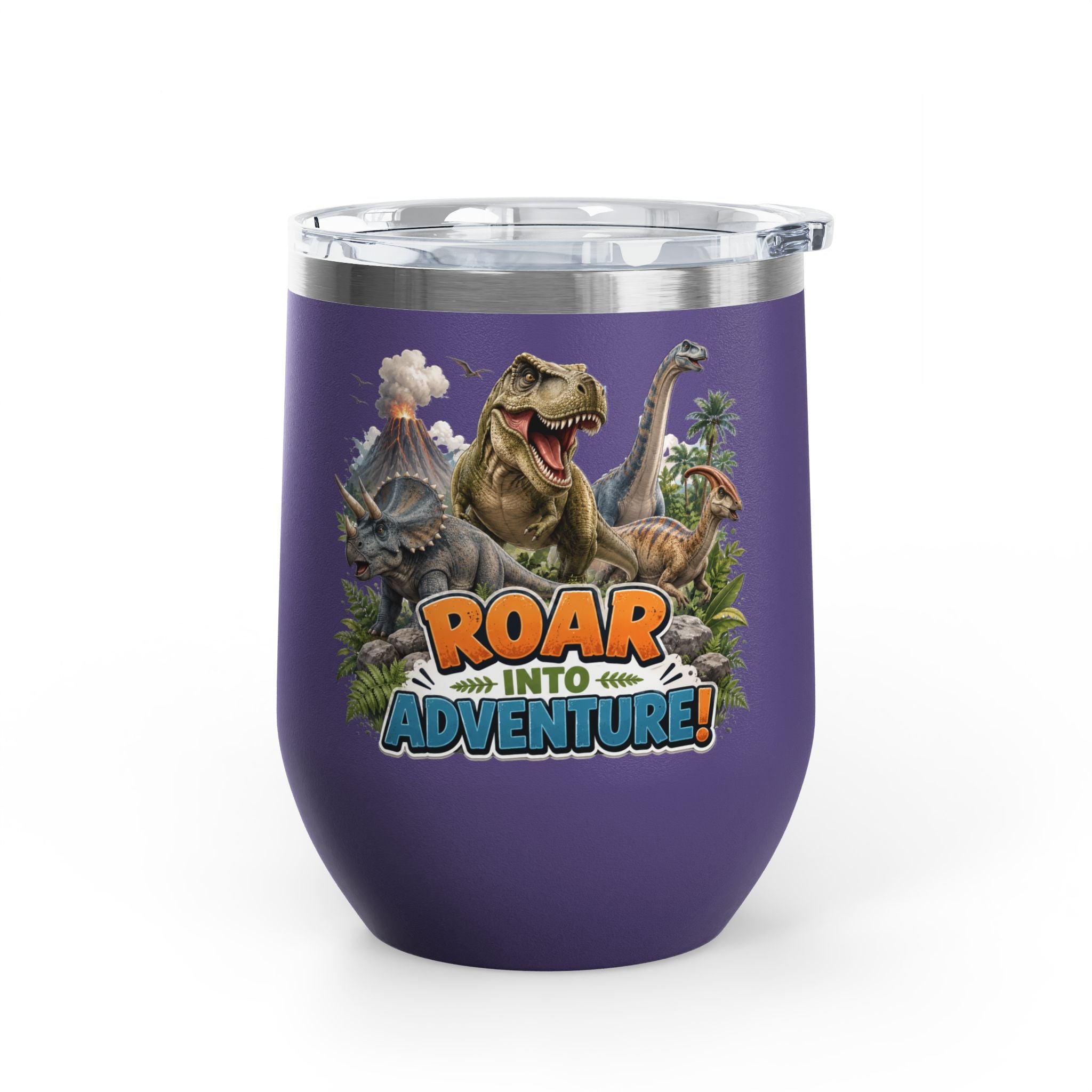 Roar Into Adventure! Dinosaur Tumbler – 12oz Stainless Steel Travel Cup