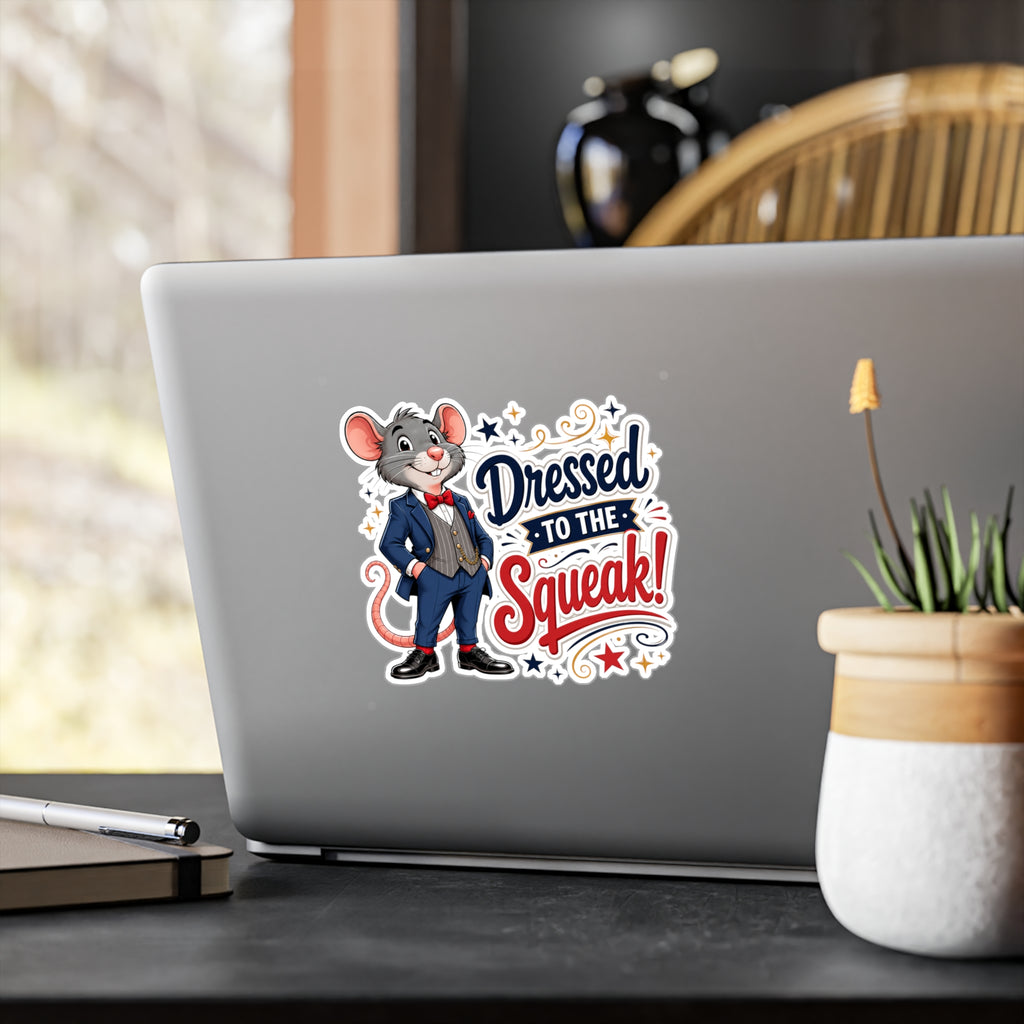 Dressed to the Squeak! Mouse Vinyl Sticker — Cute Dapper Character Kiss-Cut Decal