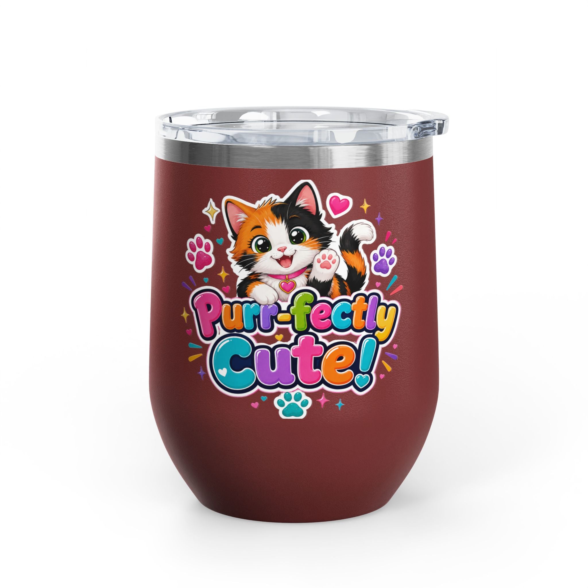 "Purr-fectly Cute!" Cat 12oz Insulated Stainless Steel Tumbler