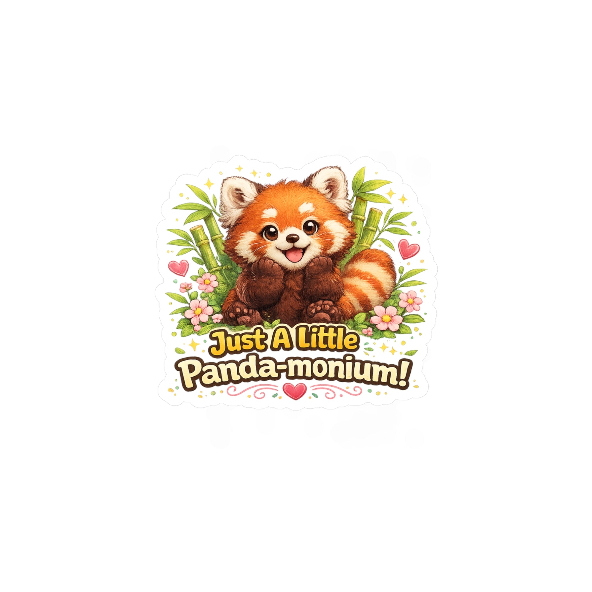 Red Panda Illustration Just A Little Panda-monium Sticker | Kiss-Cut Vinyl Decal