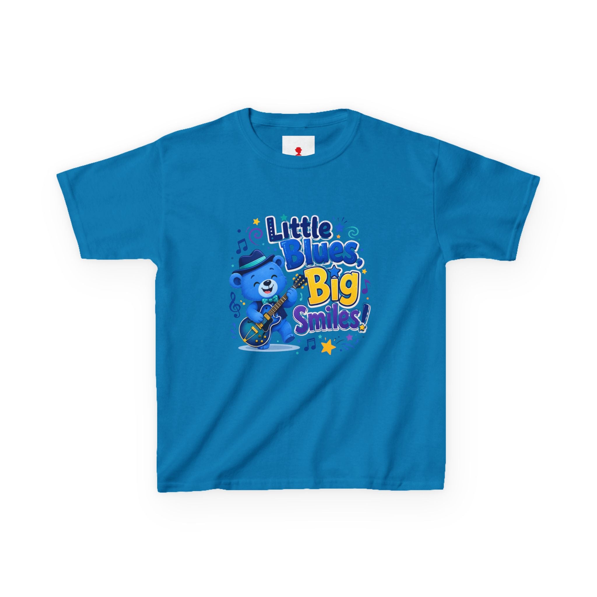 Kids Tee — "Little Blues, Big Smiles!" Guitar-Bear Graphic