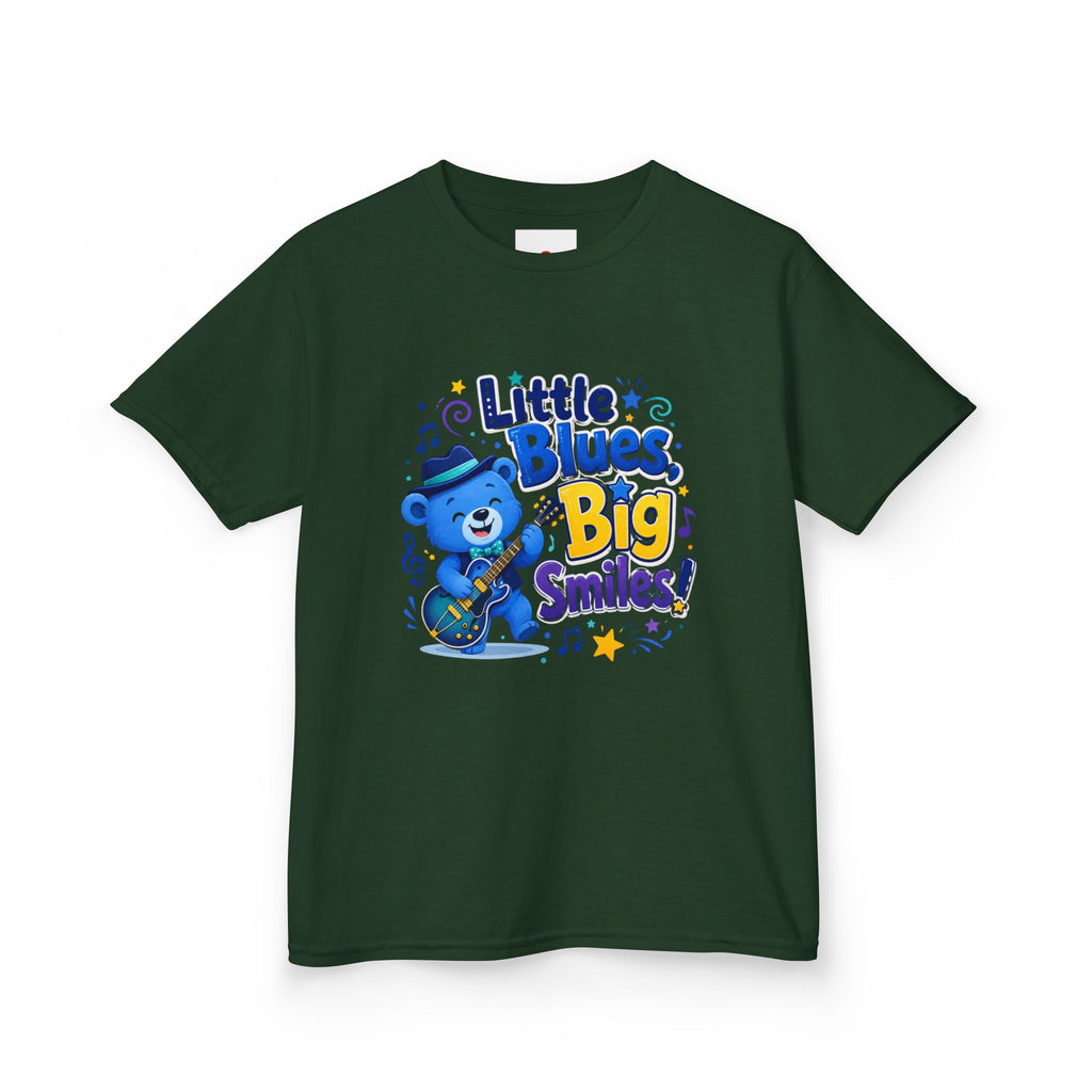 Kids Tee — "Little Blues, Big Smiles!" Guitar-Bear Graphic