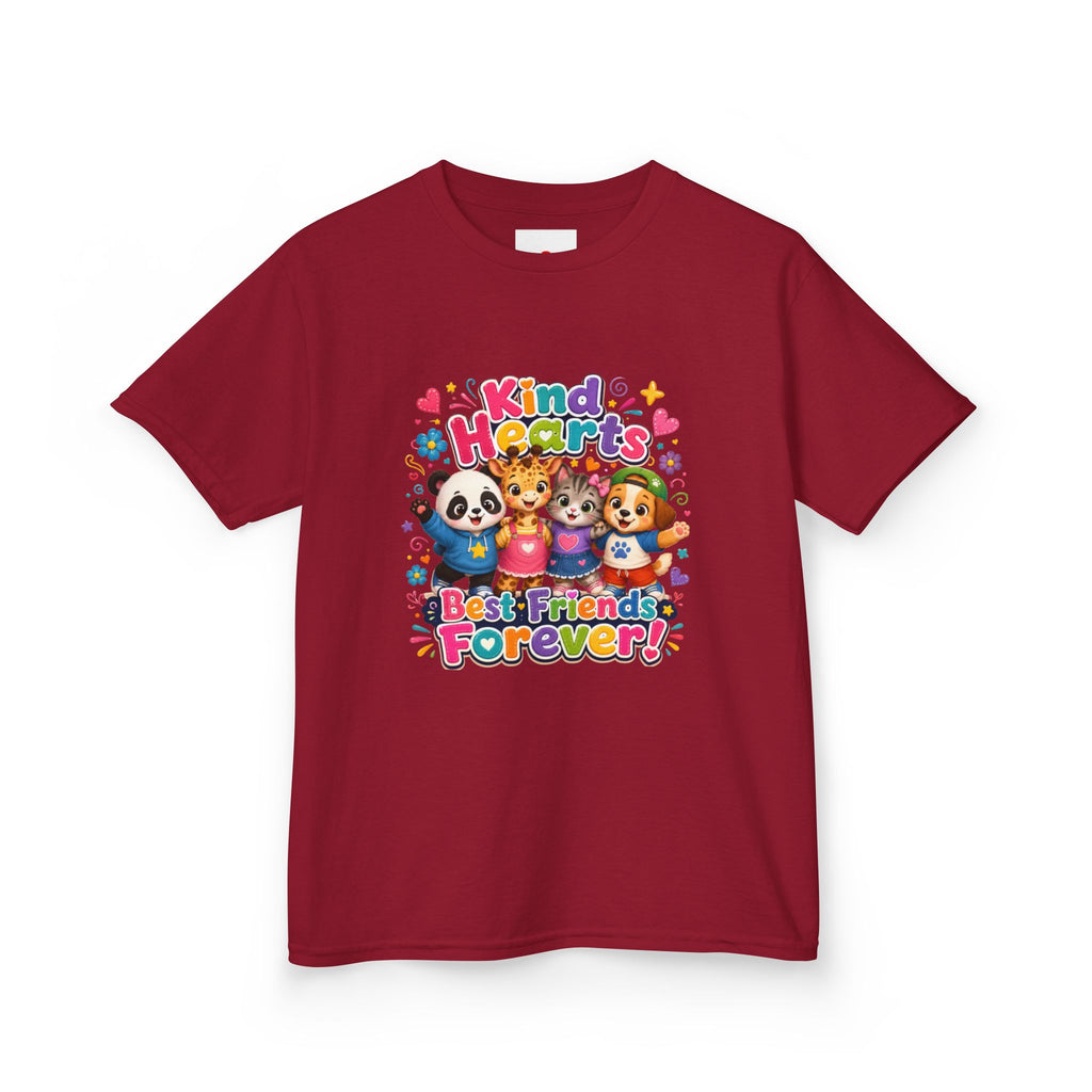Kids Tee — "Kind Hearts Best Friends Forever" Colorful Cartoon Animals