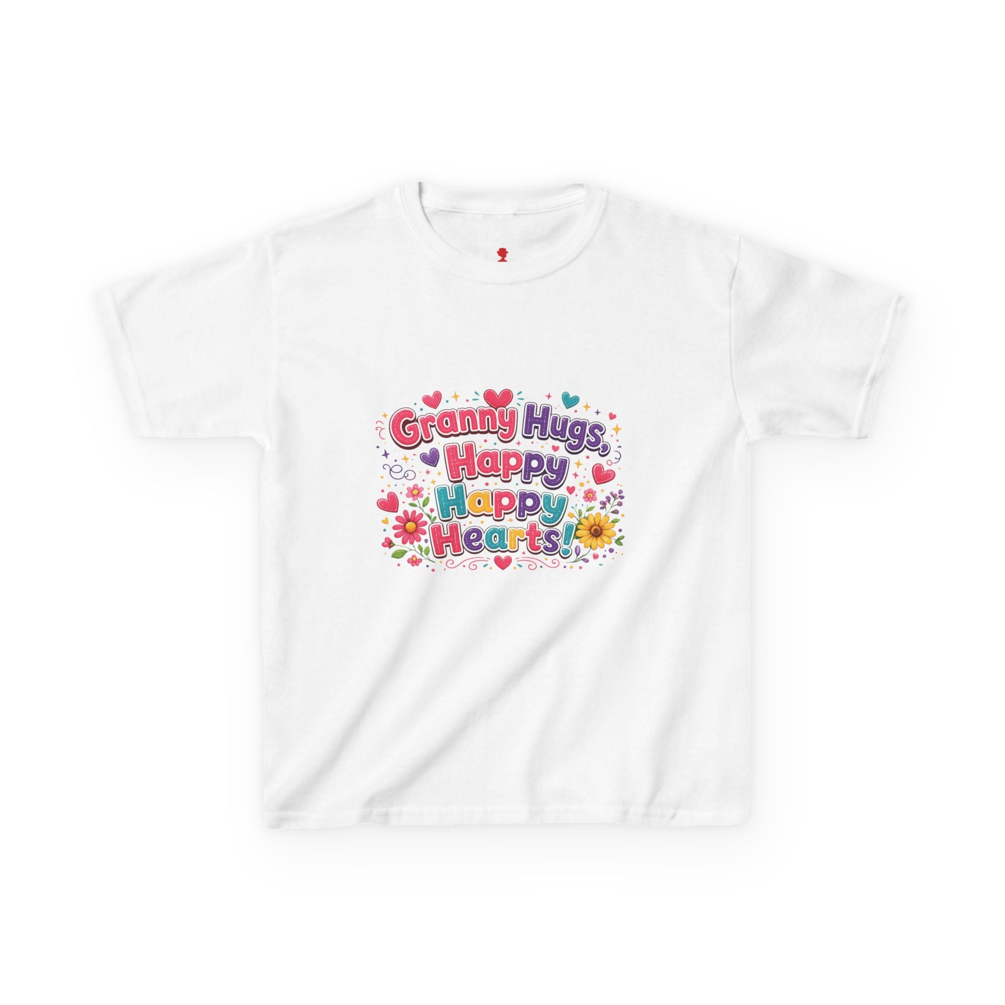 Granny Hugs Happy Hearts Kids Tee | Colorful Floral Kids Shirt