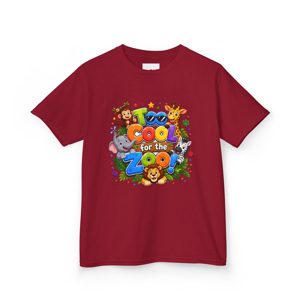 Kids Tee — "Too Cool for the Zoo" Colorful Animal Graphic