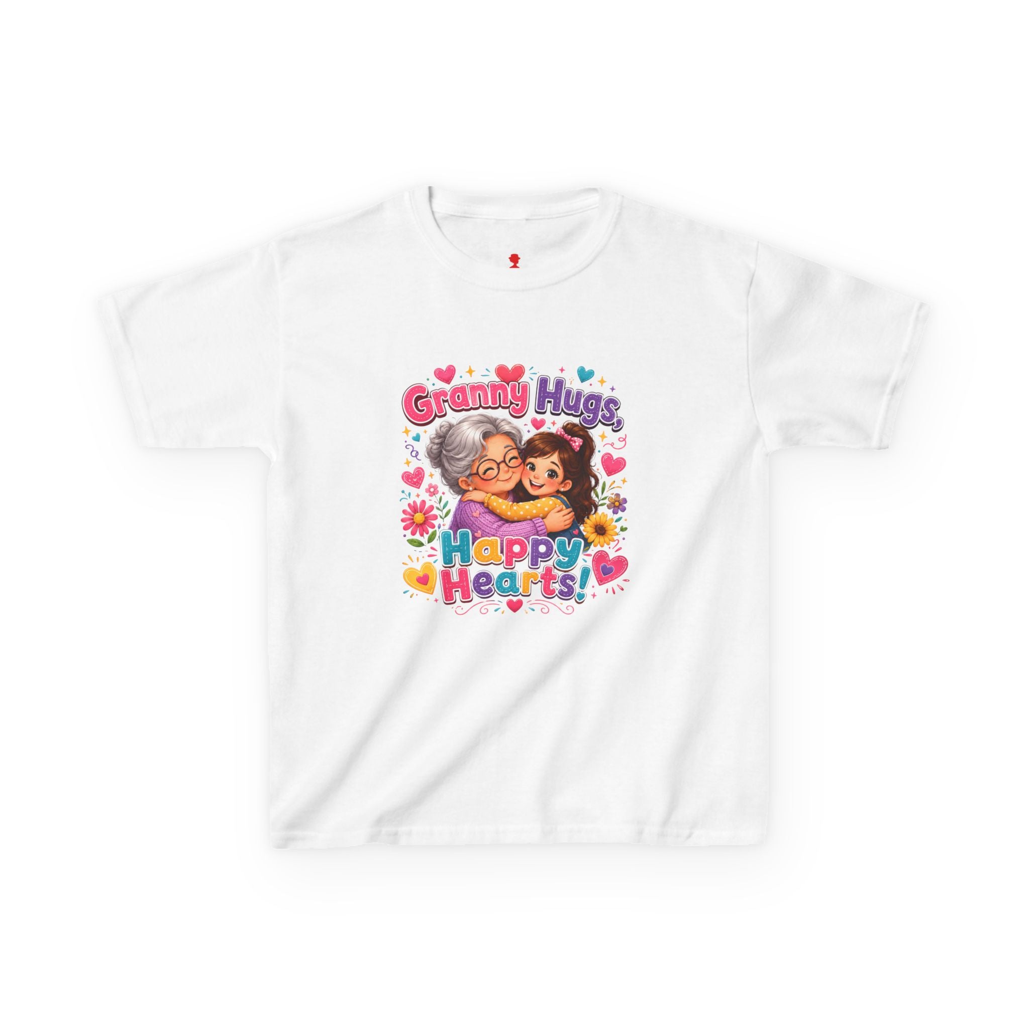 Granny Hugs Happy Hearts Tee | Grandma Grandchild Cute Illustration