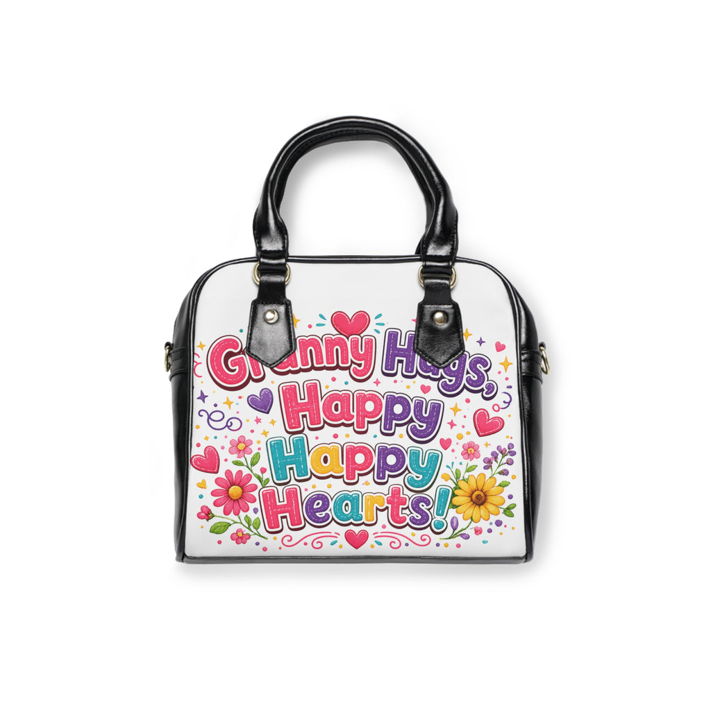 Granny Hugs Happy Happy Hearts Shoulder Handbag | Floral Heart Graphic Purse
