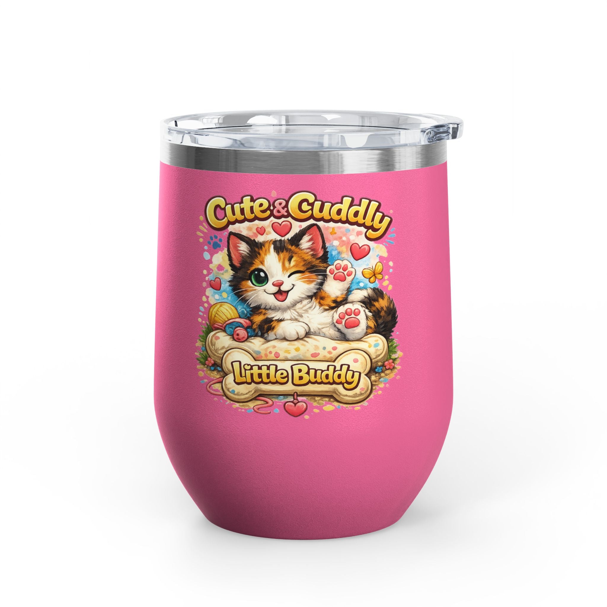 Cute & Cuddly Little Buddy Cat Tumbler — 12oz Insulated Stainless Steel
