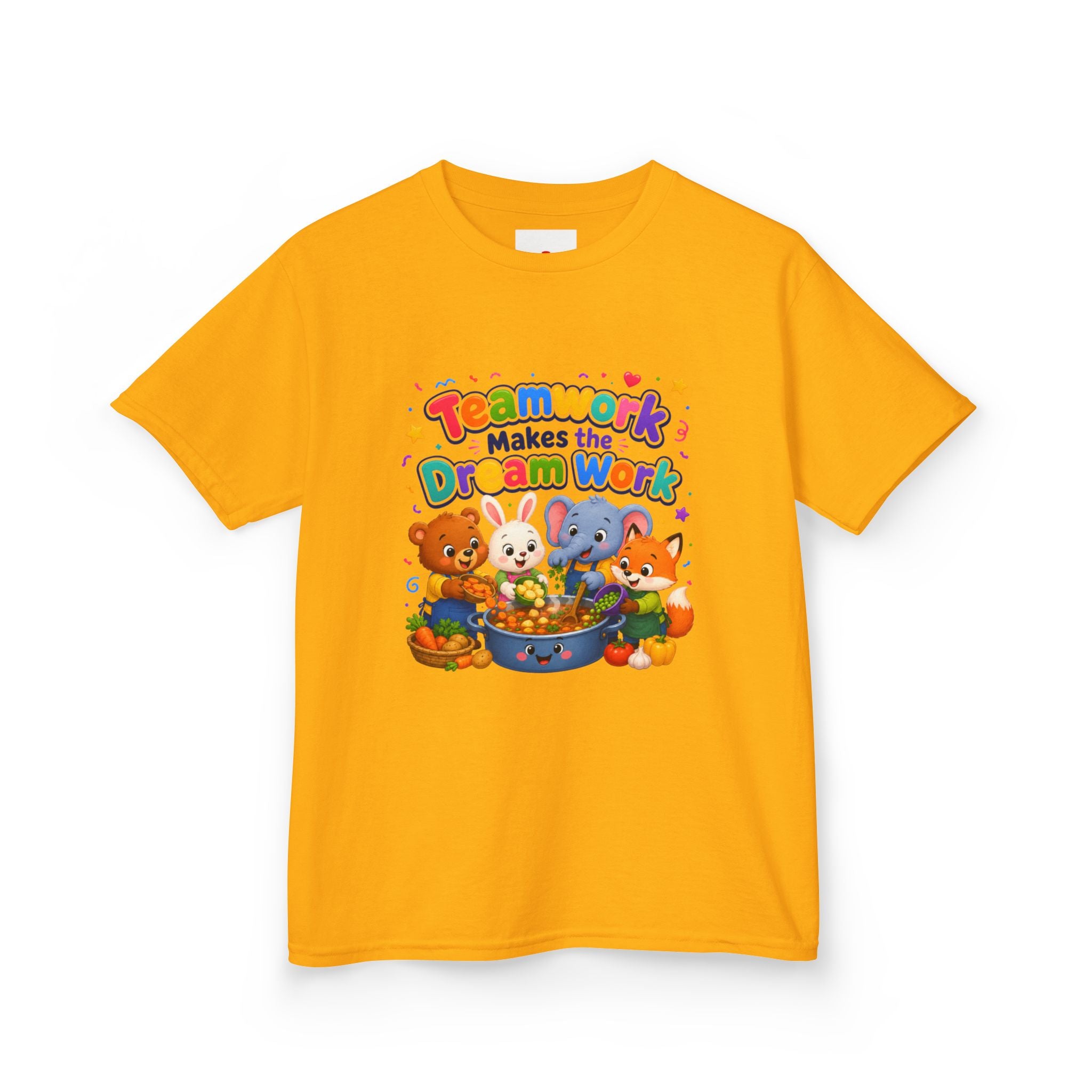 Kids Tee — “Teamwork Makes the Dream Work” Cute Animal Classroom Shirt