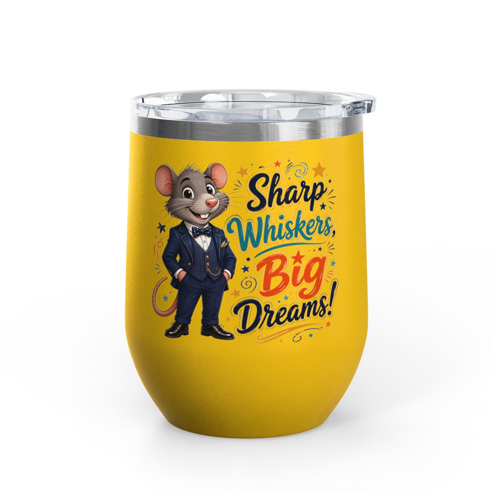 "Sharp Whiskers, Big Dreams" Mouse Design, 12oz Insulated